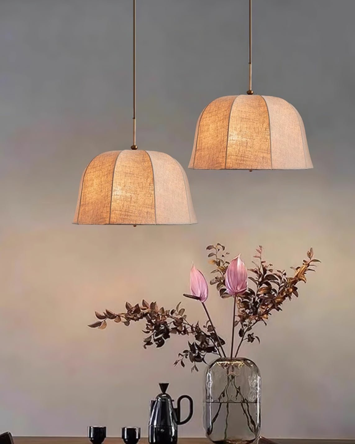 Fiora Vintage Fabric Pendant Lamp-Neutral Decor