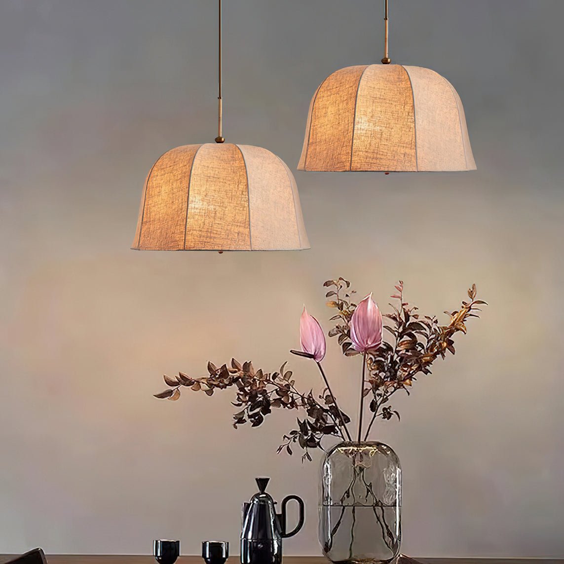Fiora Vintage Fabric Pendant Lamp-Neutral Decor