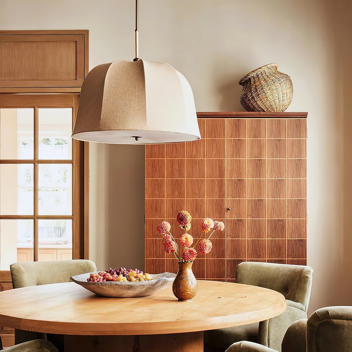 Fiora Vintage Fabric Pendant Lamp-Neutral Decor