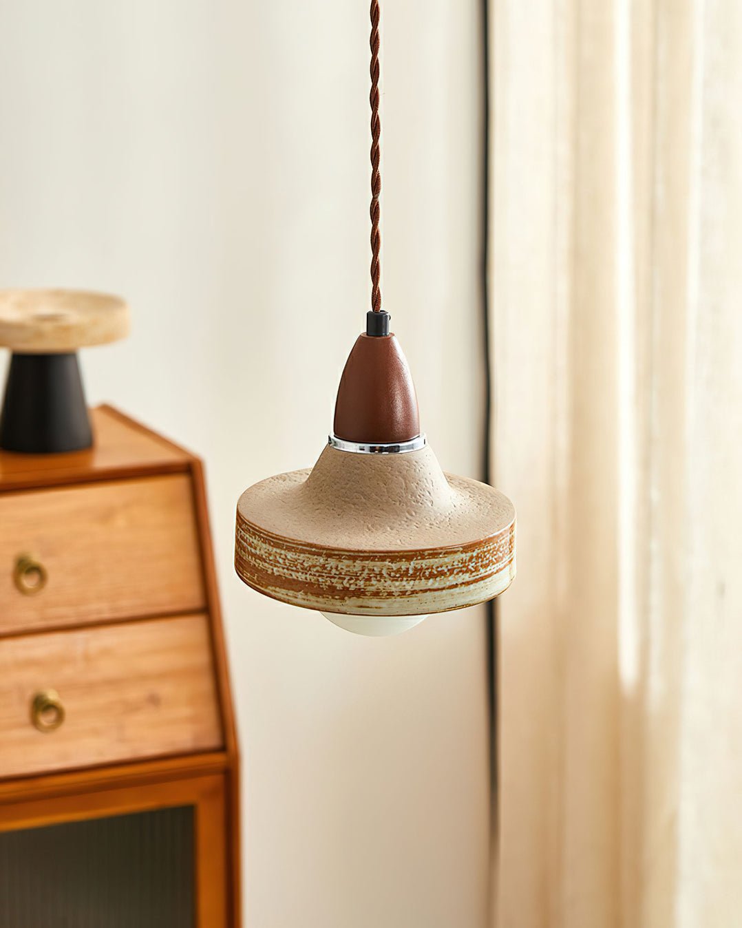 Sierra Premium Nordic Art Ceramics Wood Pendant Lamp-Neutral Decor