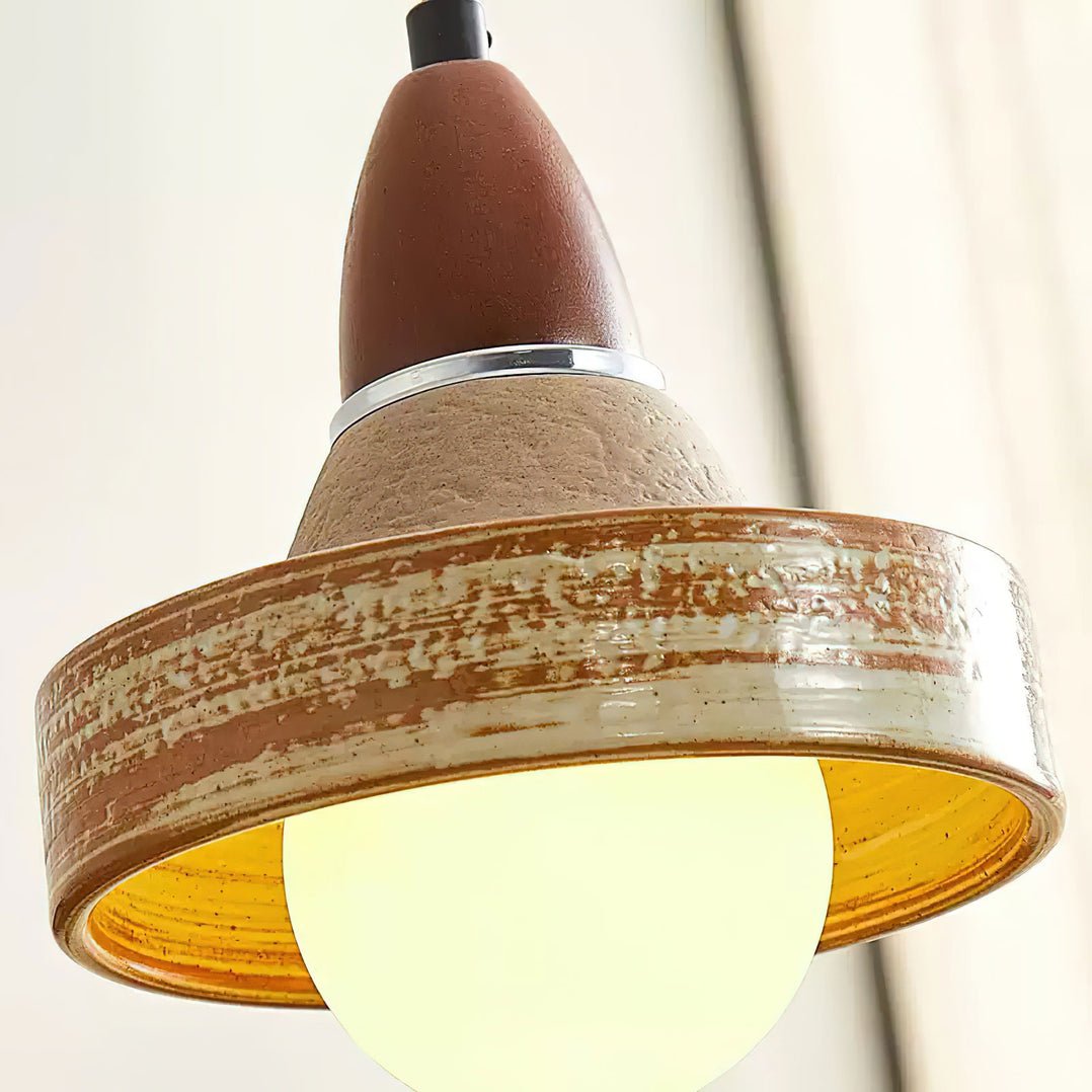 Sierra Premium Nordic Art Ceramics Wood Pendant Lamp-Neutral Decor