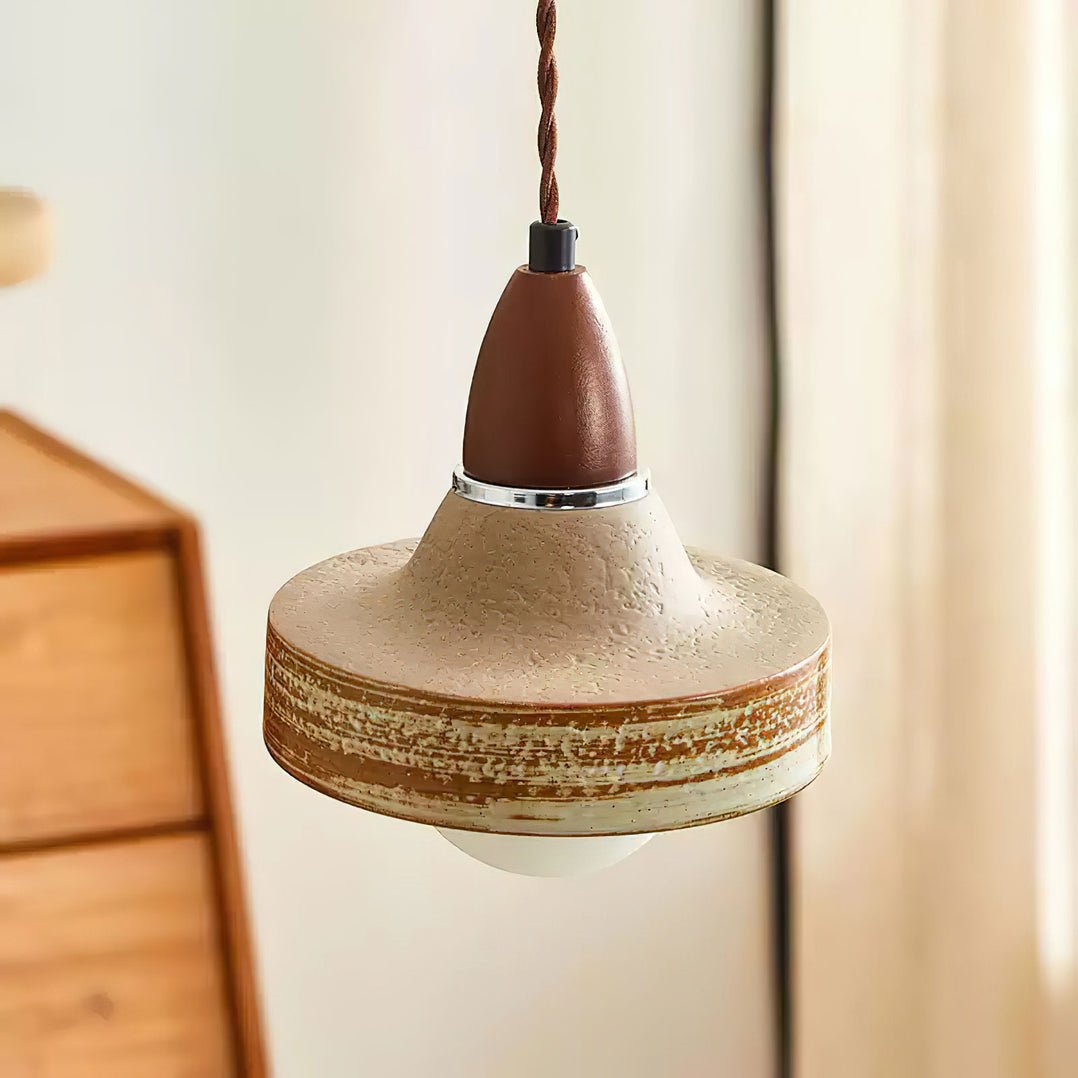Sierra Premium Nordic Art Ceramics Wood Pendant Lamp-Neutral Decor