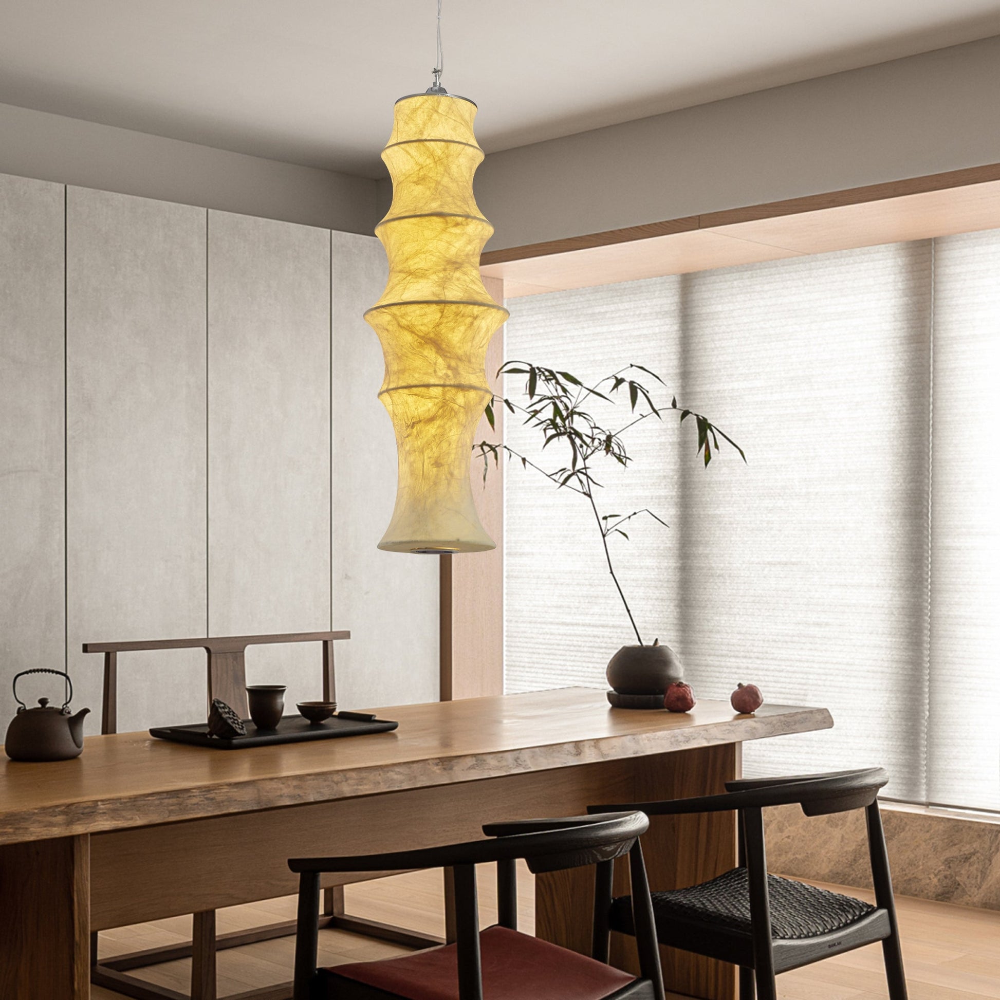 Elraeor Layered Mulberry Silk Pendant Light-Neutral Decor