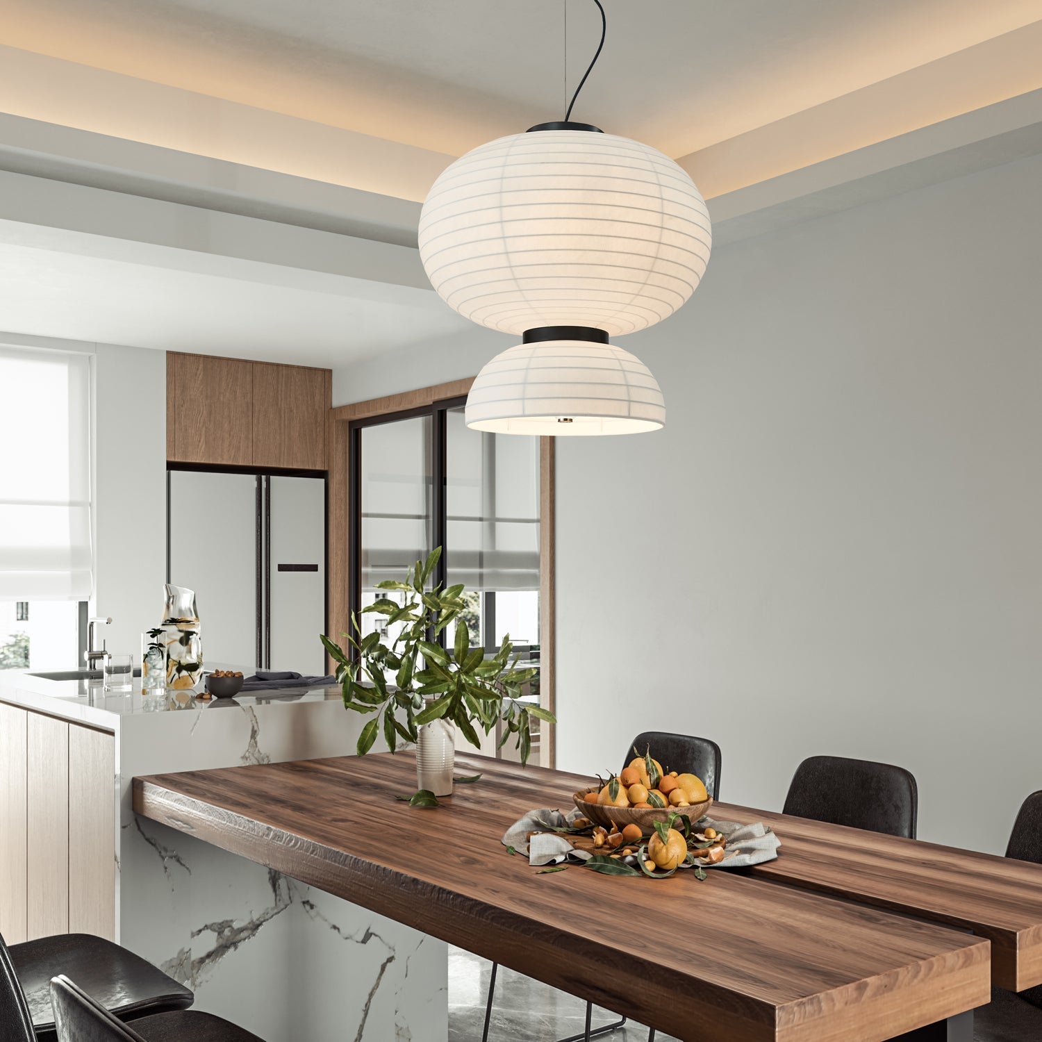 Uldoror Traditional Art Modern Silk Pendant Light-Neutral Decor