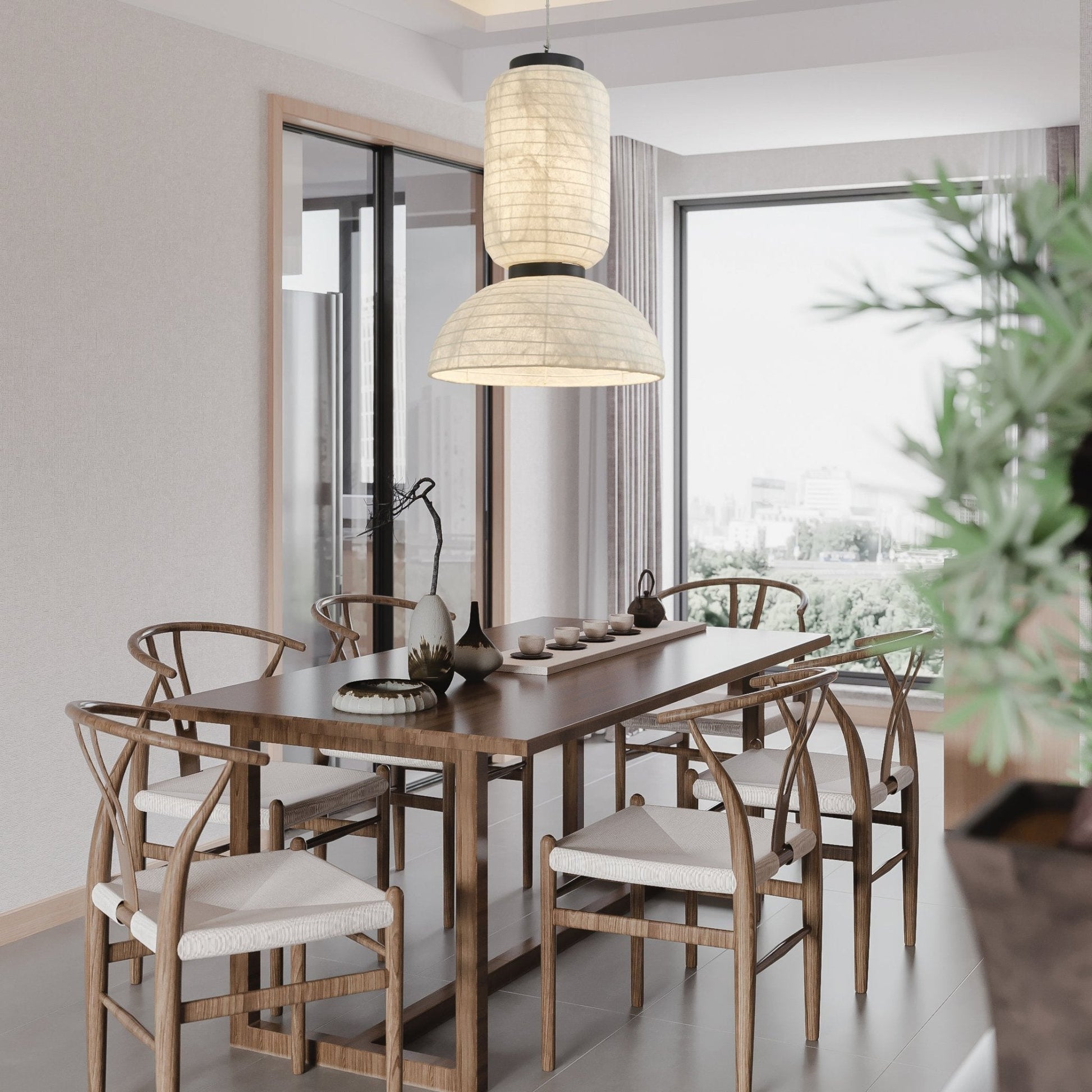 Uldoror Traditional Art Modern Silk Pendant Light-Neutral Decor