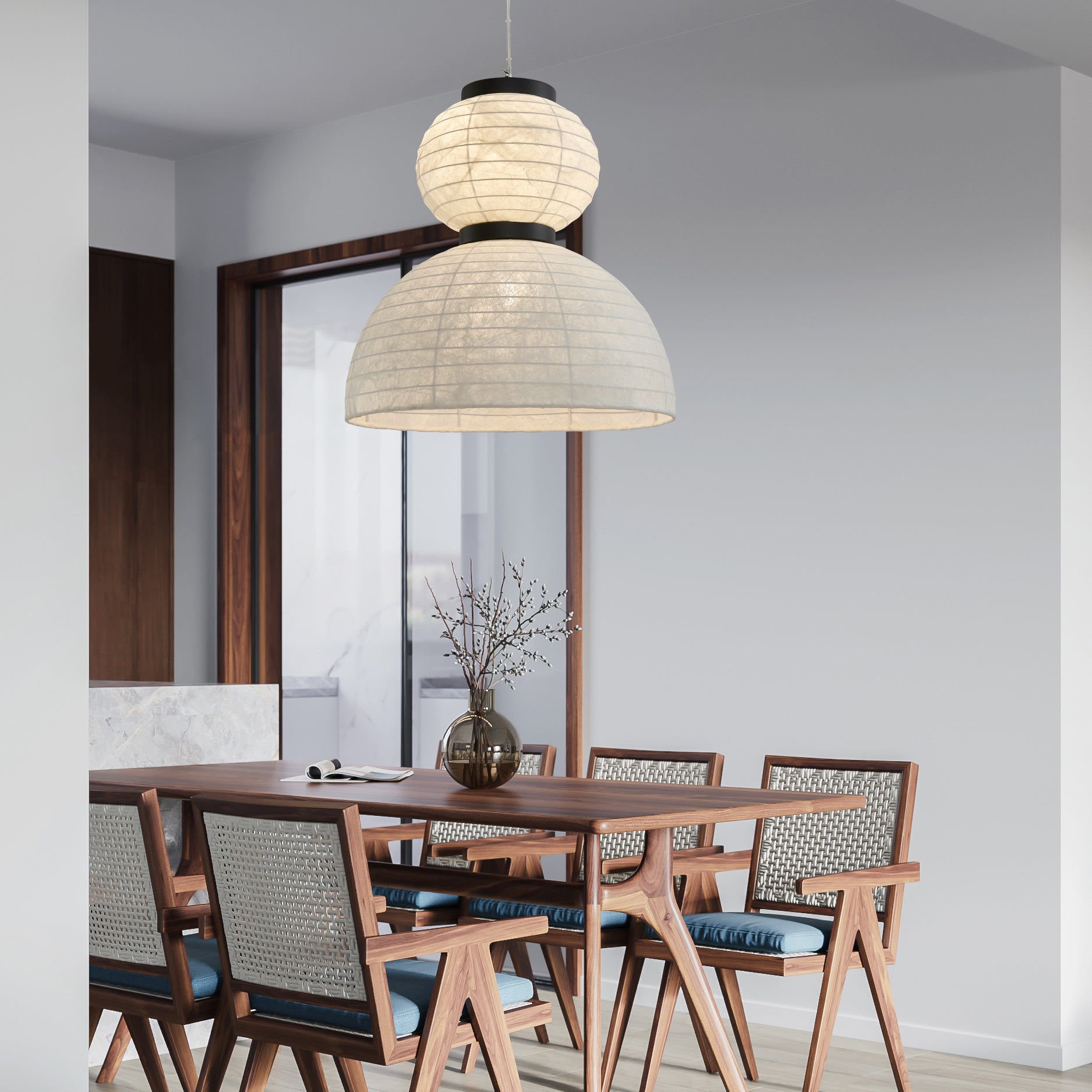 Uldoror Traditional Art Modern Silk Pendant Light-Neutral Decor