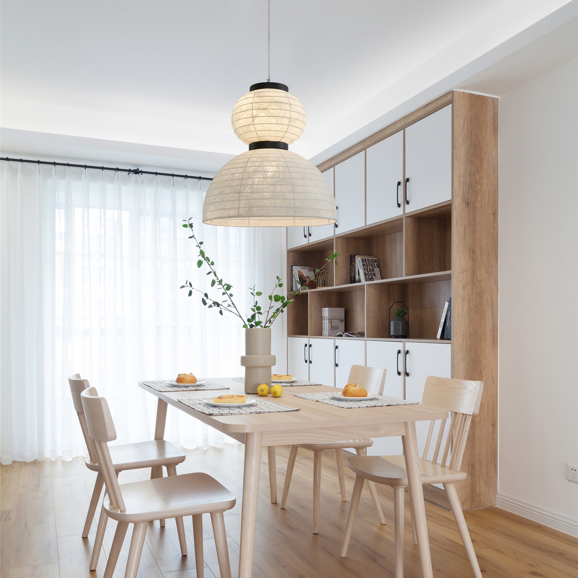 Uldoror Traditional Art Modern Silk Pendant Light-Neutral Decor