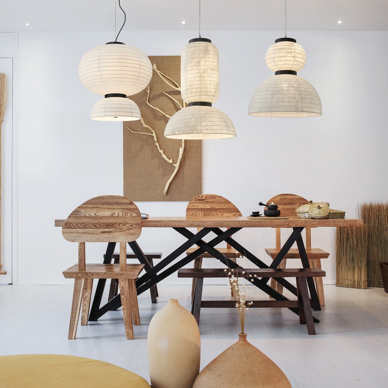 Uldoror Traditional Art Modern Silk Pendant Light-Neutral Decor