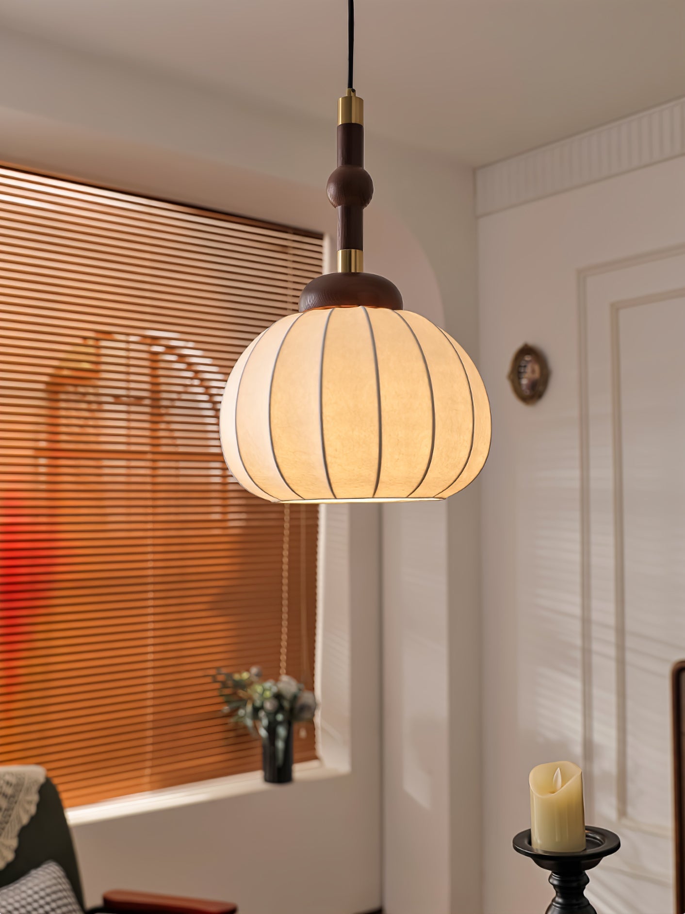 Livenor Silk & Wood Scandinavian Pendant Lamp-Neutral Decor