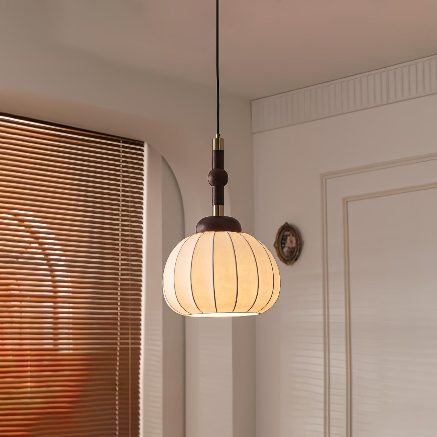 Livenor Silk & Wood Scandinavian Pendant Lamp-Neutral Decor