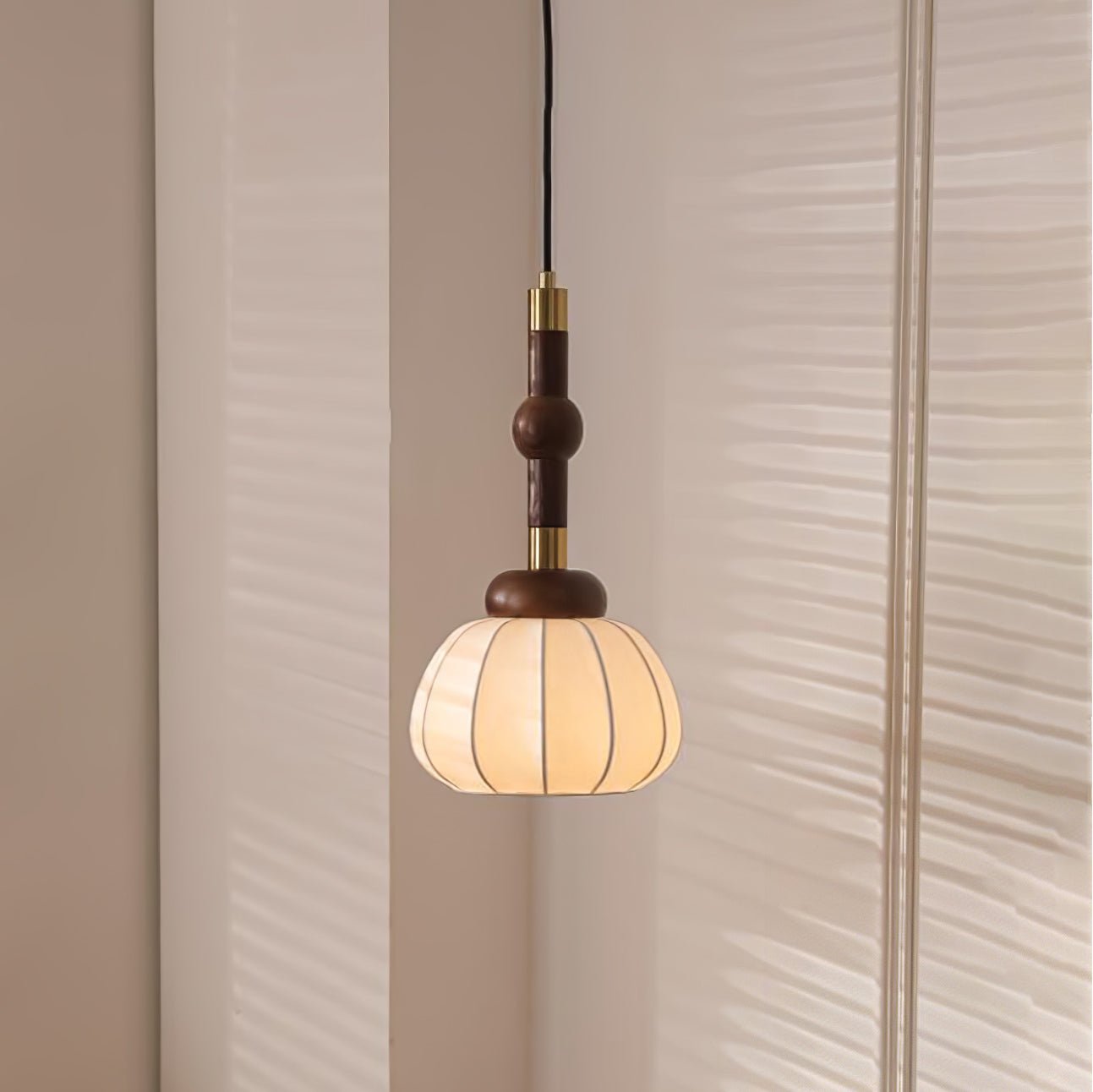 Livenor Silk & Wood Scandinavian Pendant Lamp-Neutral Decor