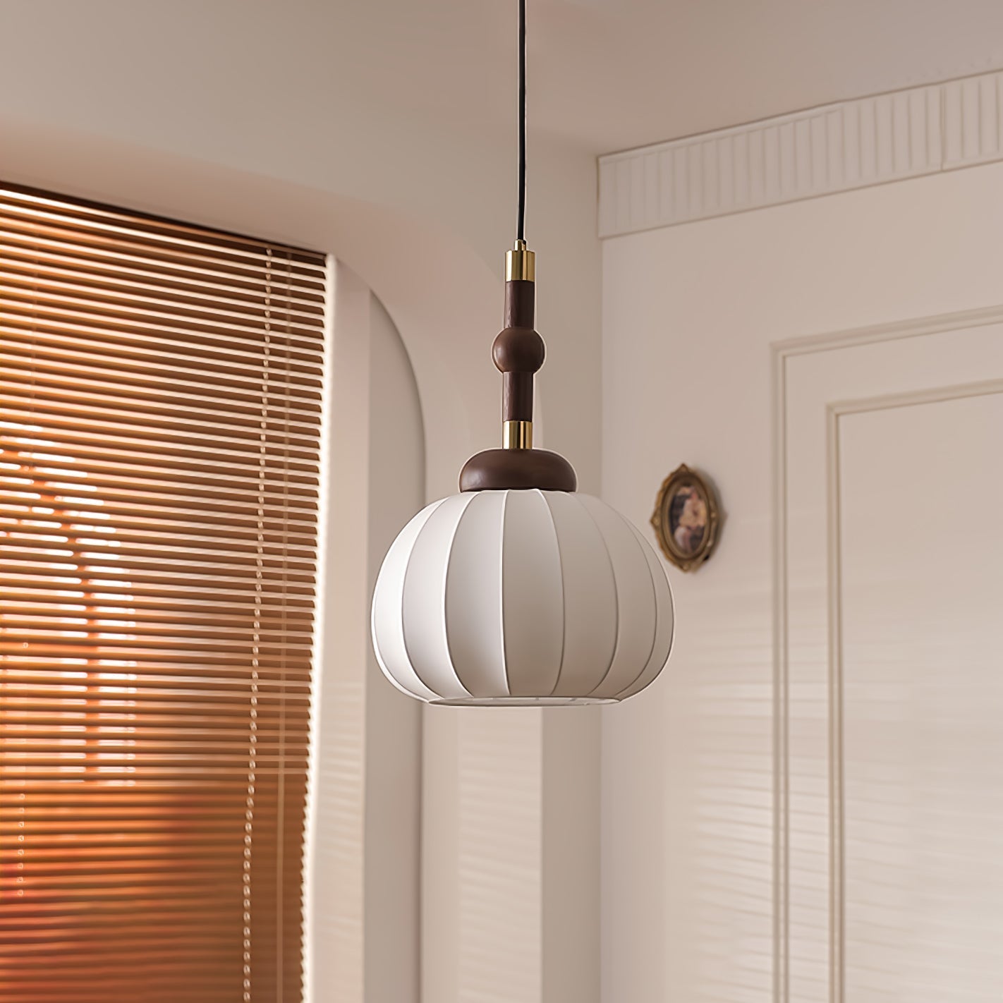Livenor Silk & Wood Scandinavian Pendant Lamp-Neutral Decor