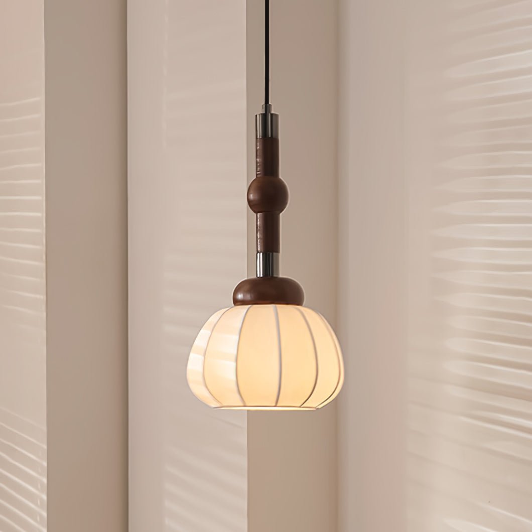 Livenor Silk & Wood Scandinavian Pendant Lamp-Neutral Decor