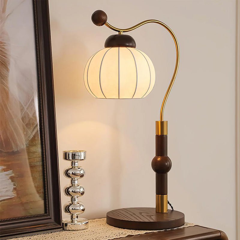 Zyran Silk Wood Retro Table Lamp-Neutral Decor