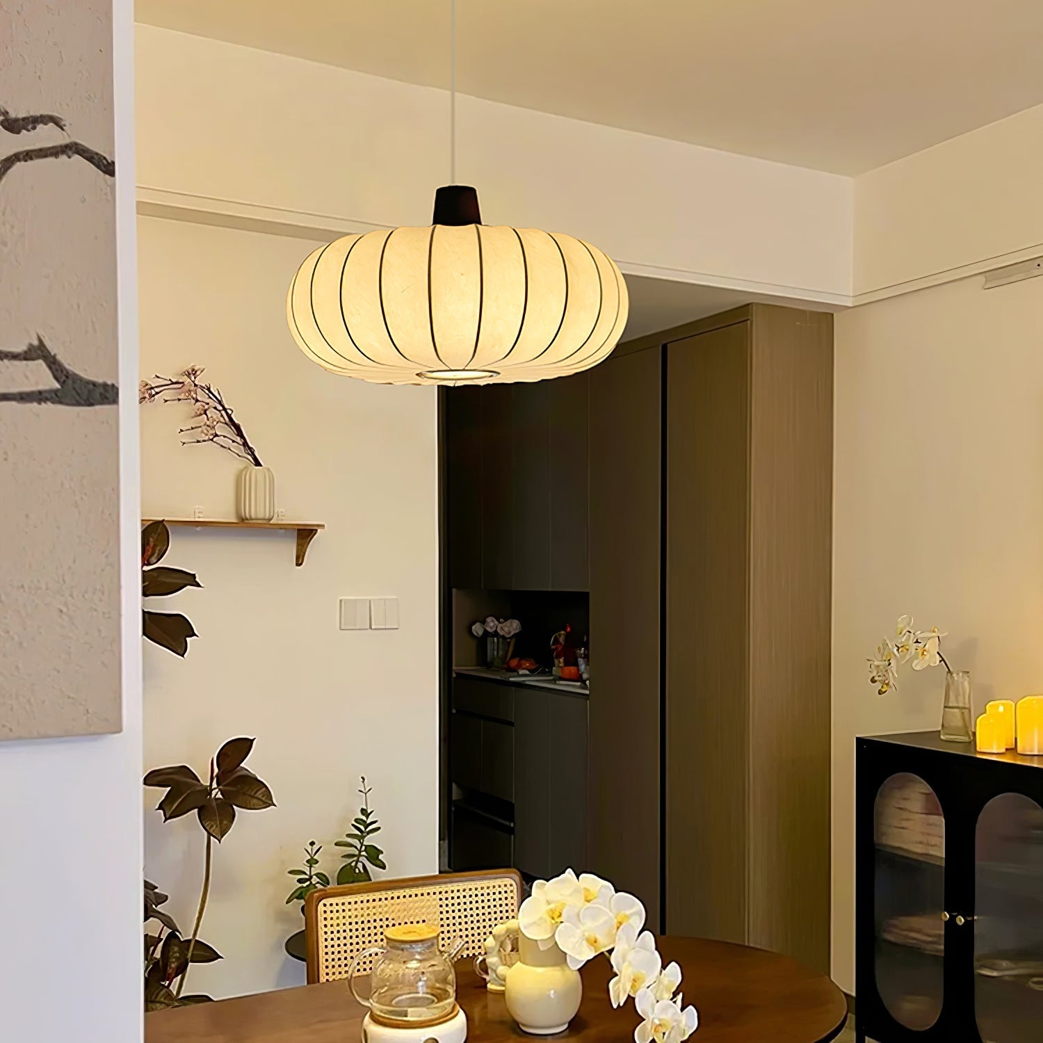 Arixo Silk Wood Retro Pendant Light-Neutral Decor