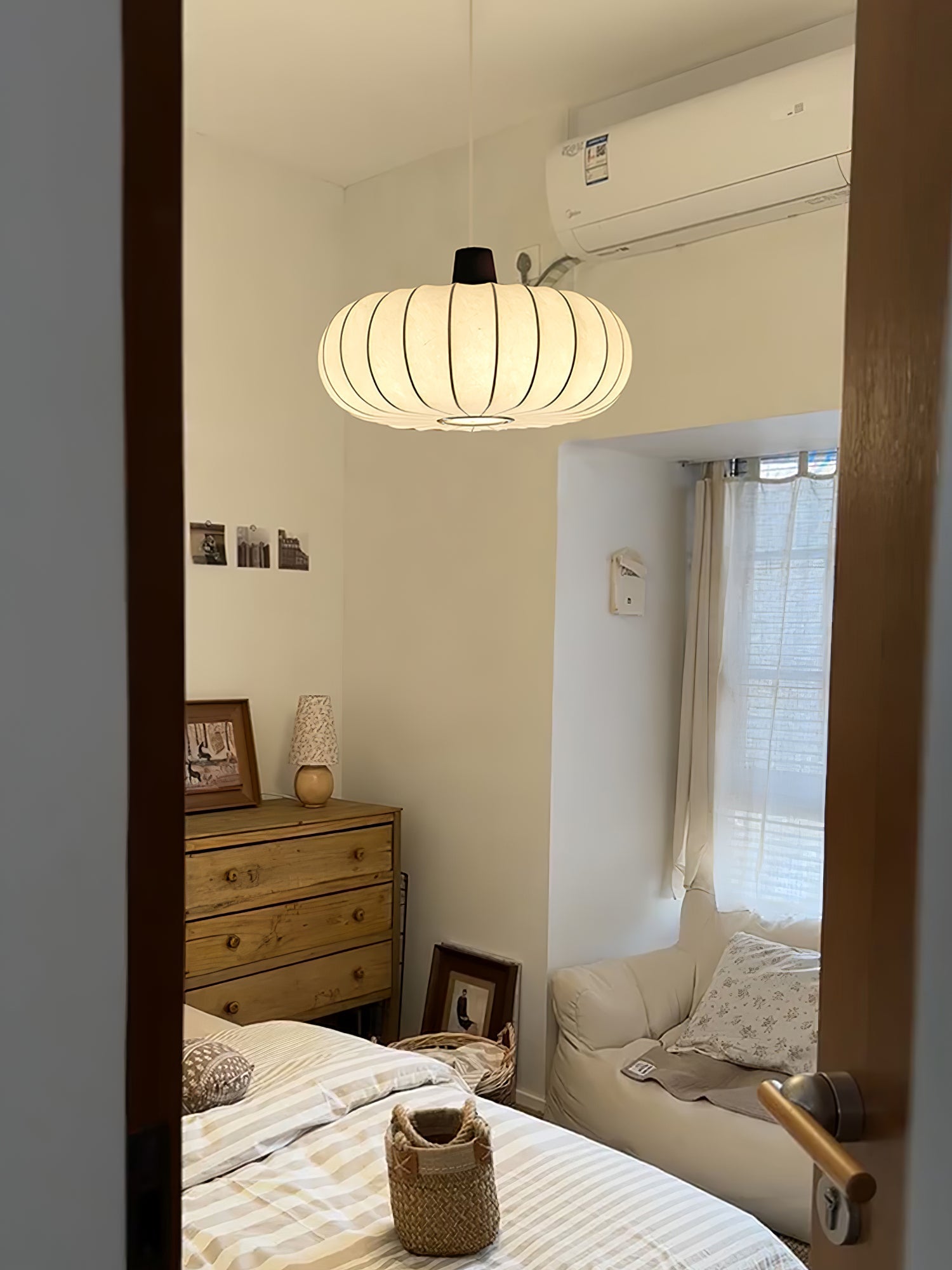 Arixo Silk Wood Retro Pendant Light-Neutral Decor