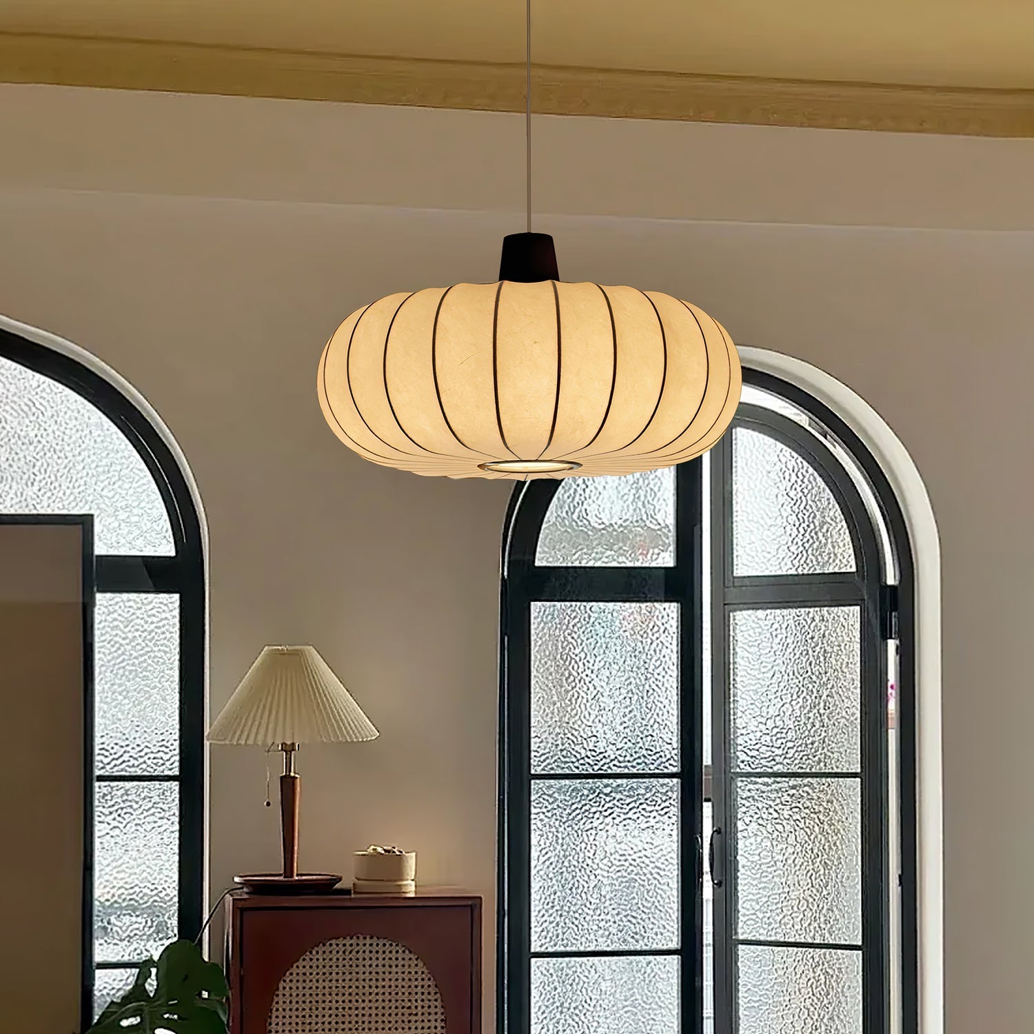 Arixo Silk Wood Retro Pendant Light-Neutral Decor