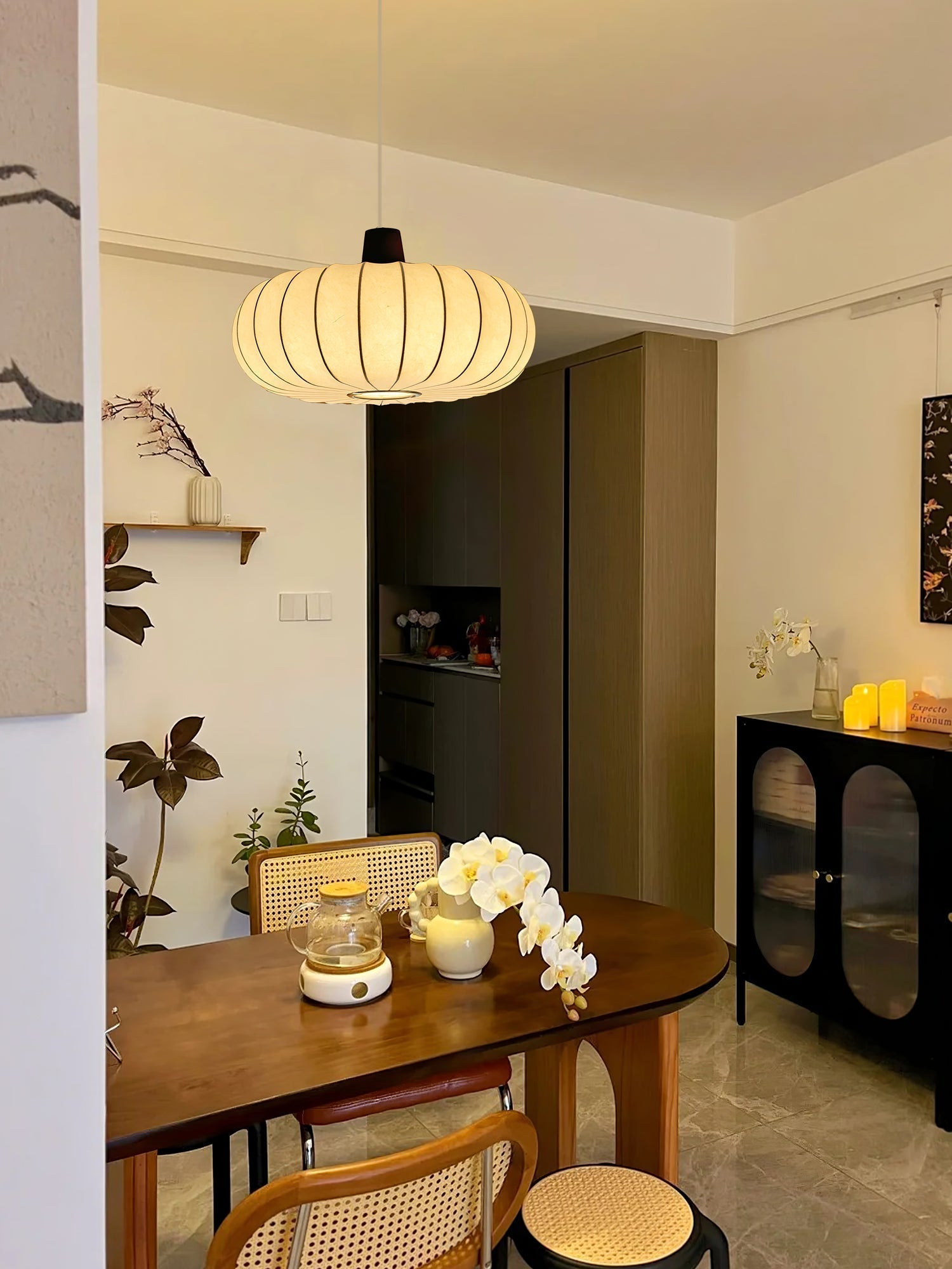 Arixo Silk Wood Retro Pendant Light-Neutral Decor