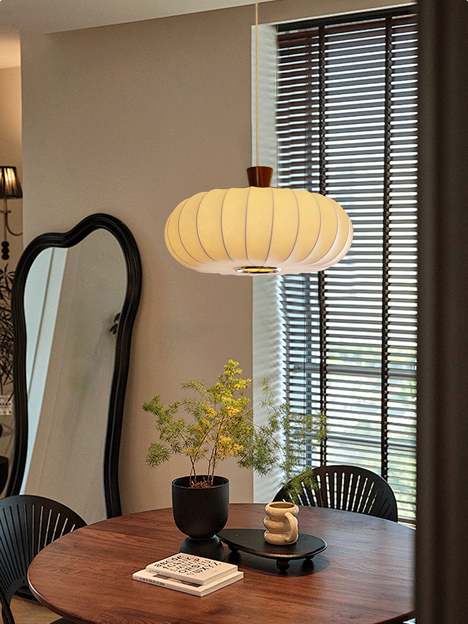 Arixo Silk Wood Retro Pendant Light-Neutral Decor