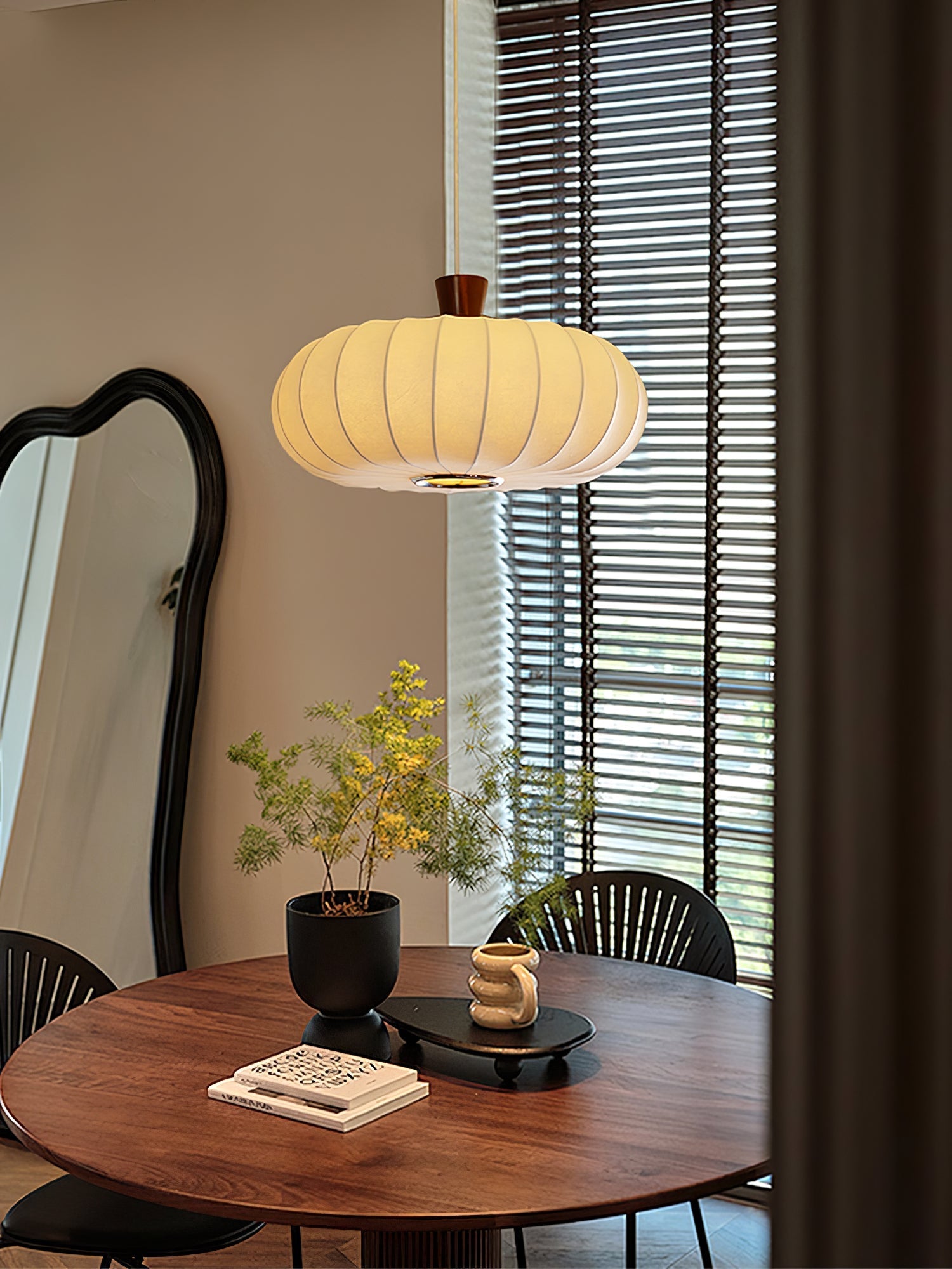 Arixo Silk Wood Retro Pendant Light-Neutral Decor