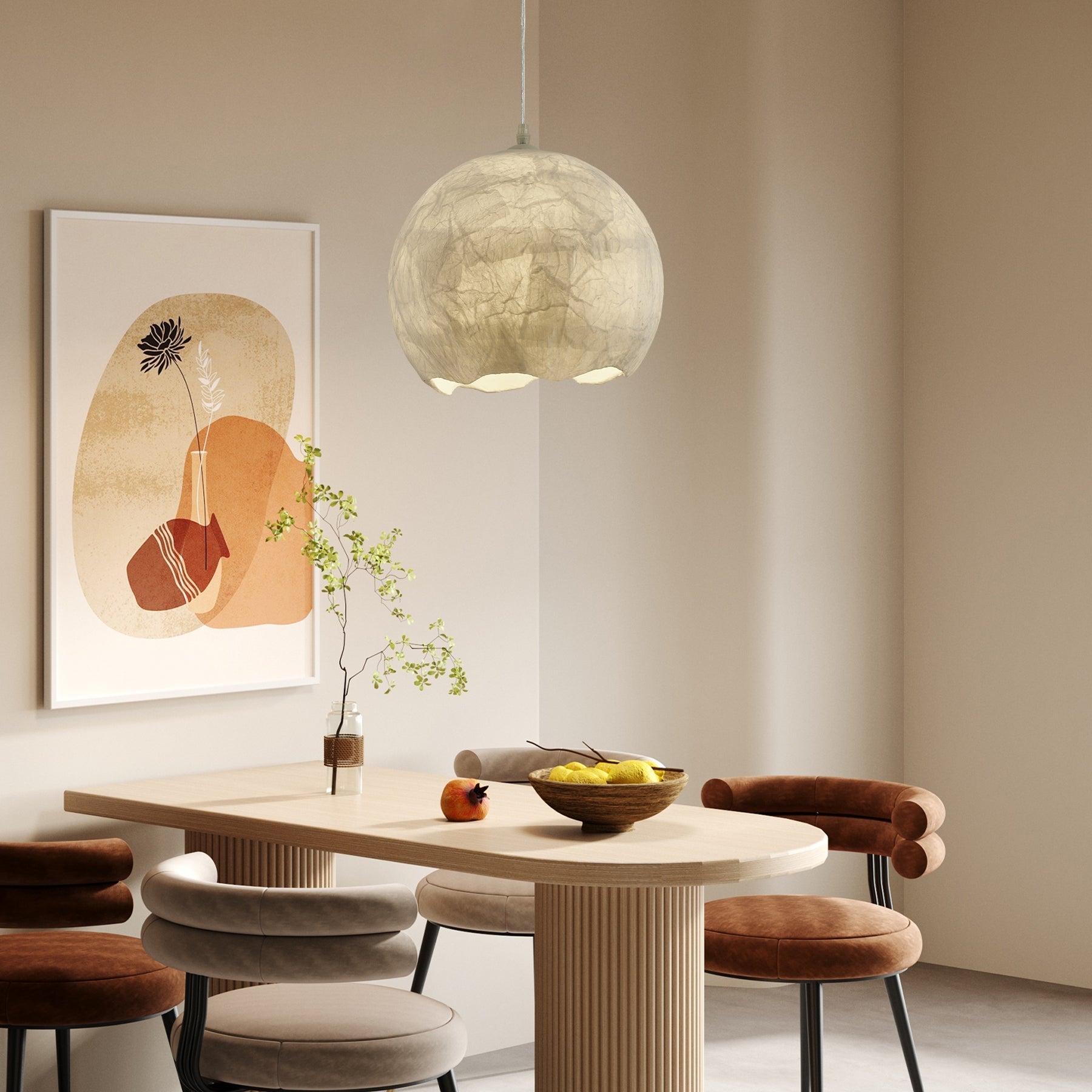 Nest Organic Silk Pendant Lamp-Neutral Decor