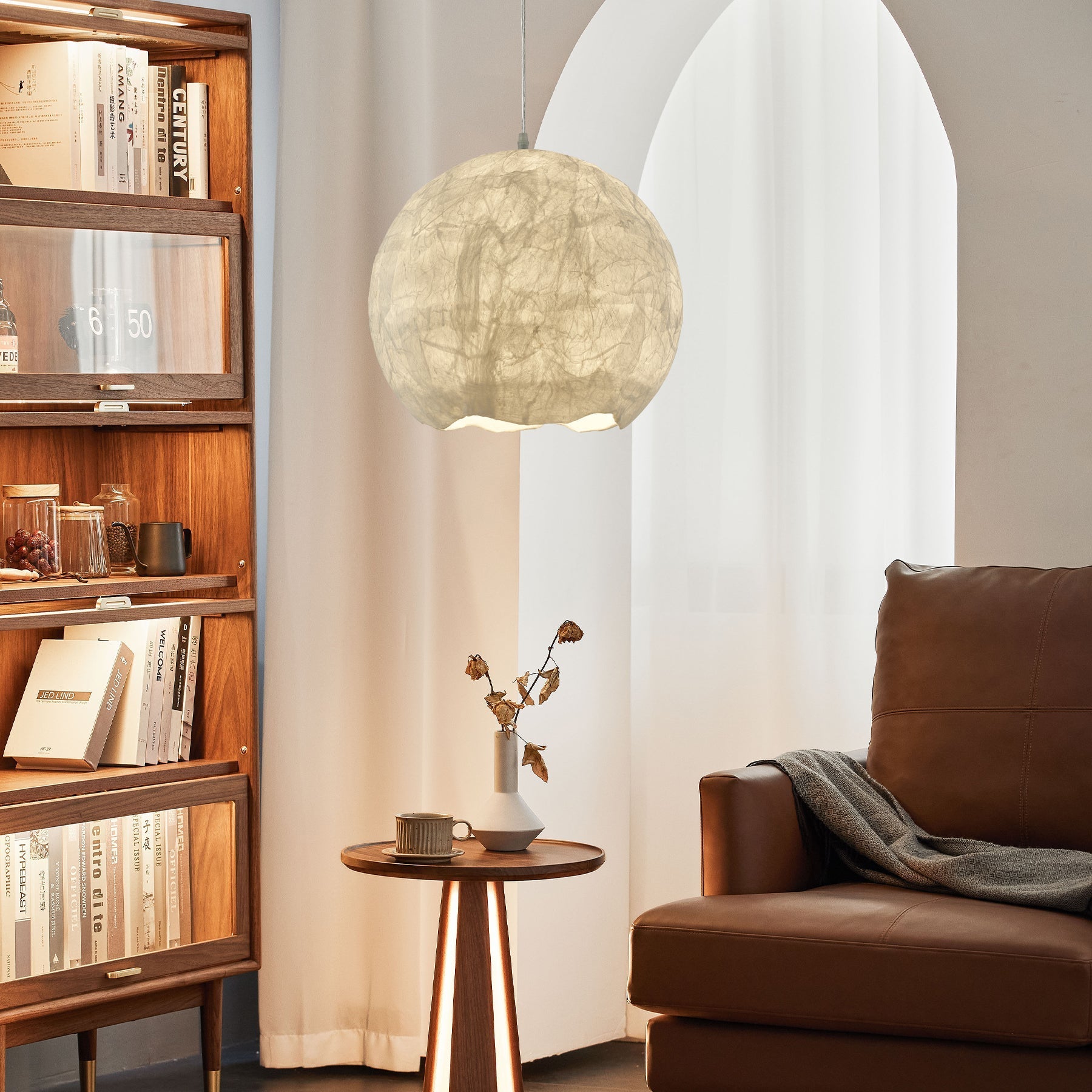 Nest Organic Silk Pendant Lamp-Neutral Decor