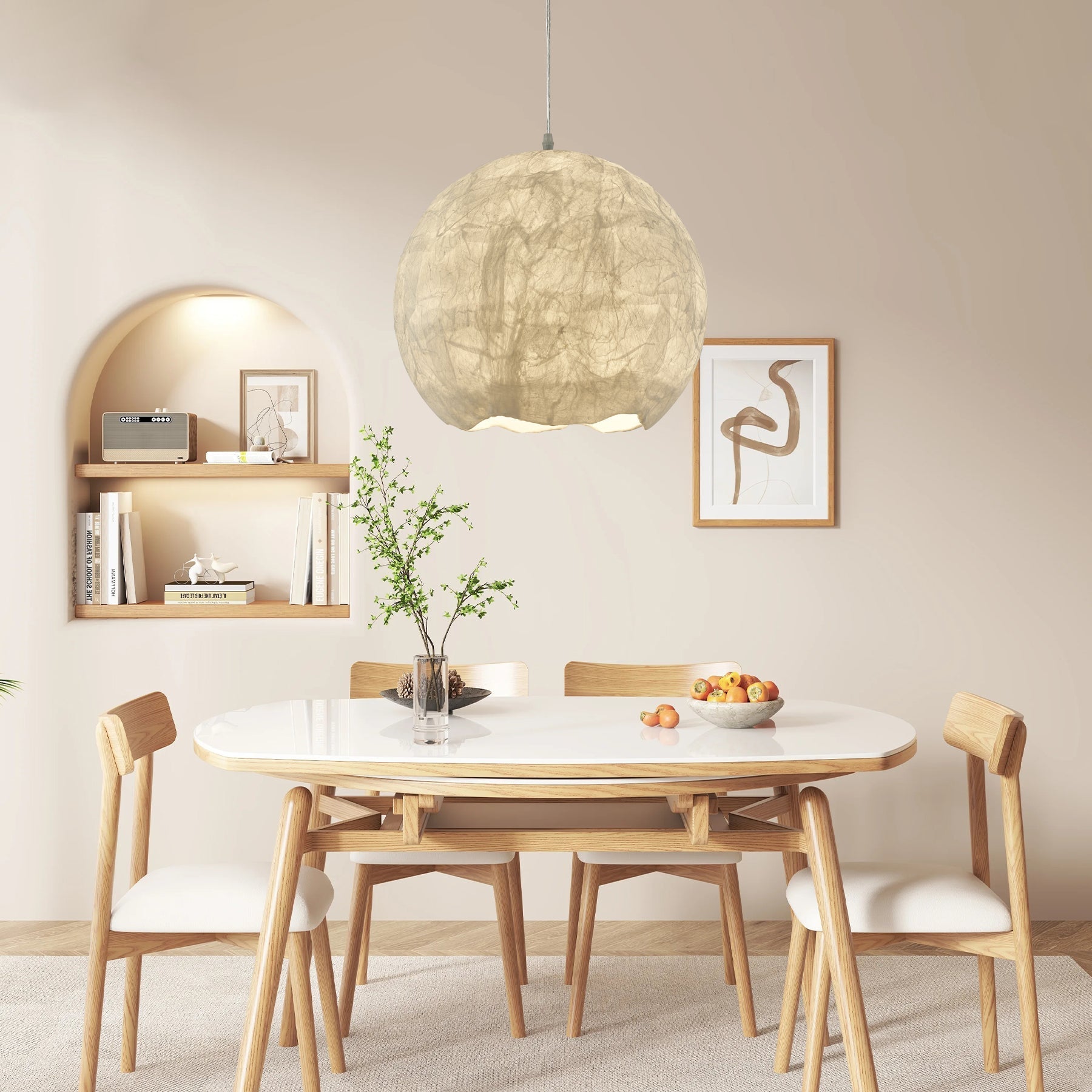 Nest Organic Silk Pendant Lamp-Neutral Decor