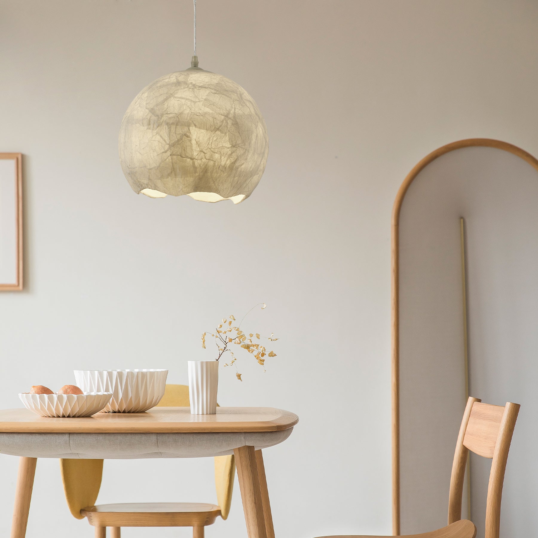 Nest Organic Silk Pendant Lamp-Neutral Decor