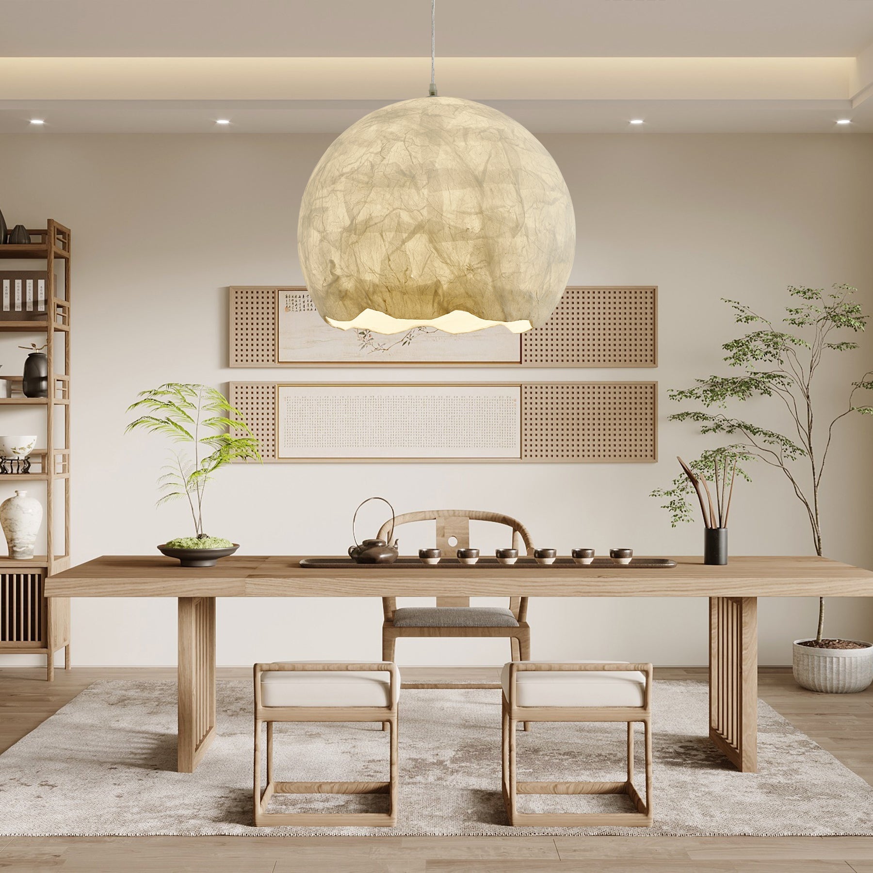Nest Organic Silk Pendant Lamp-Neutral Decor