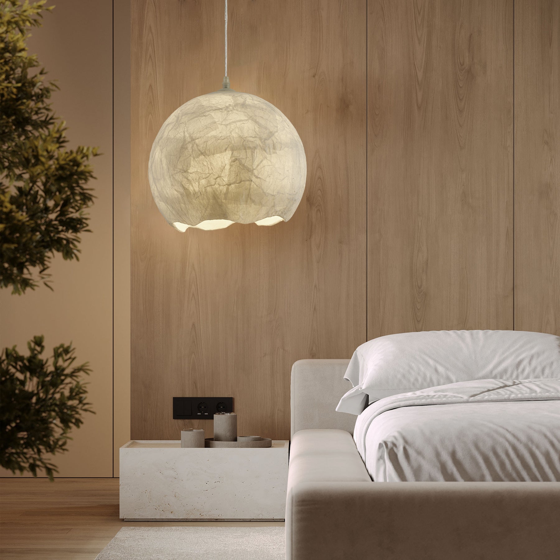 Nest Organic Silk Pendant Lamp-Neutral Decor