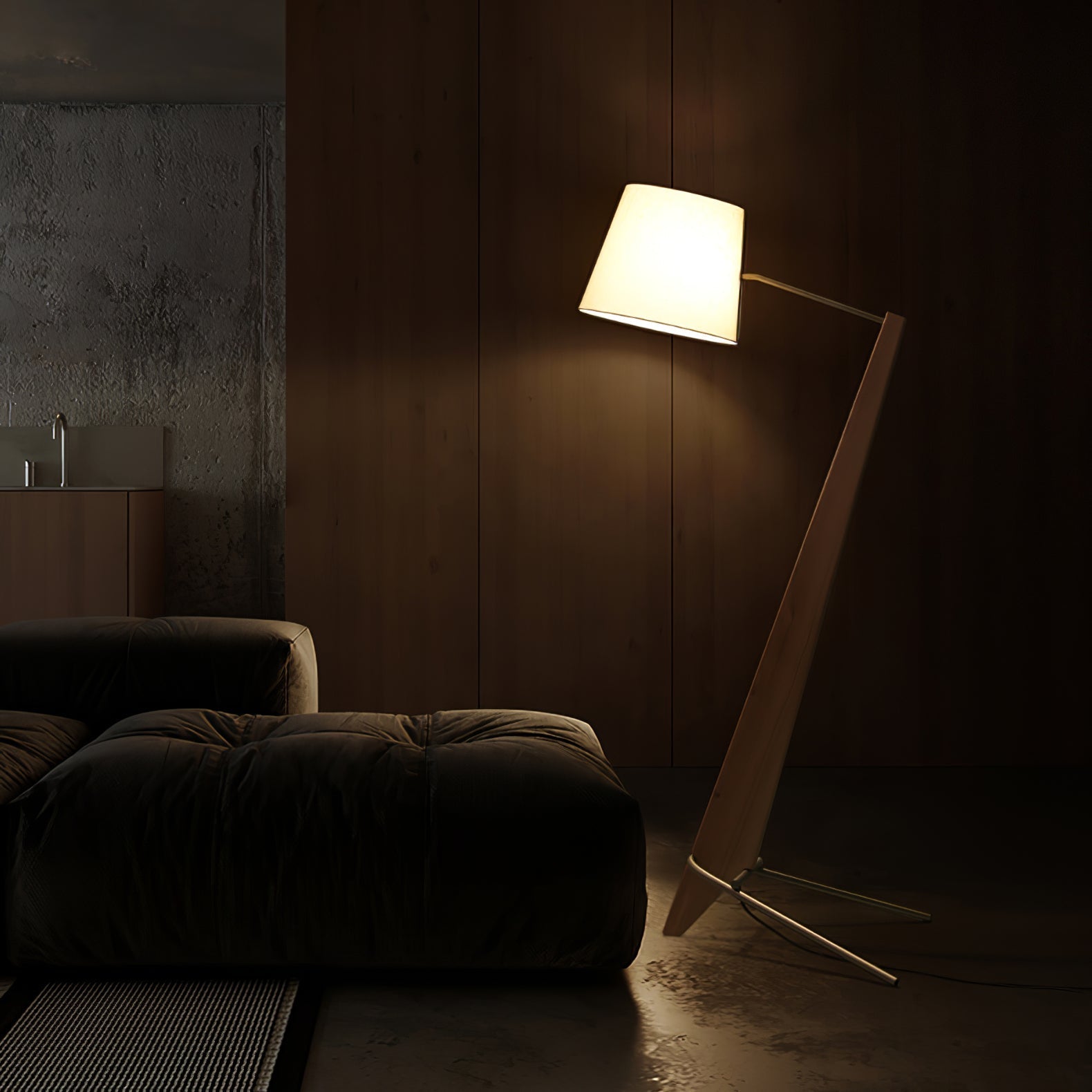 Vyran Wood Fabric Floor Lamp-Neutral Decor