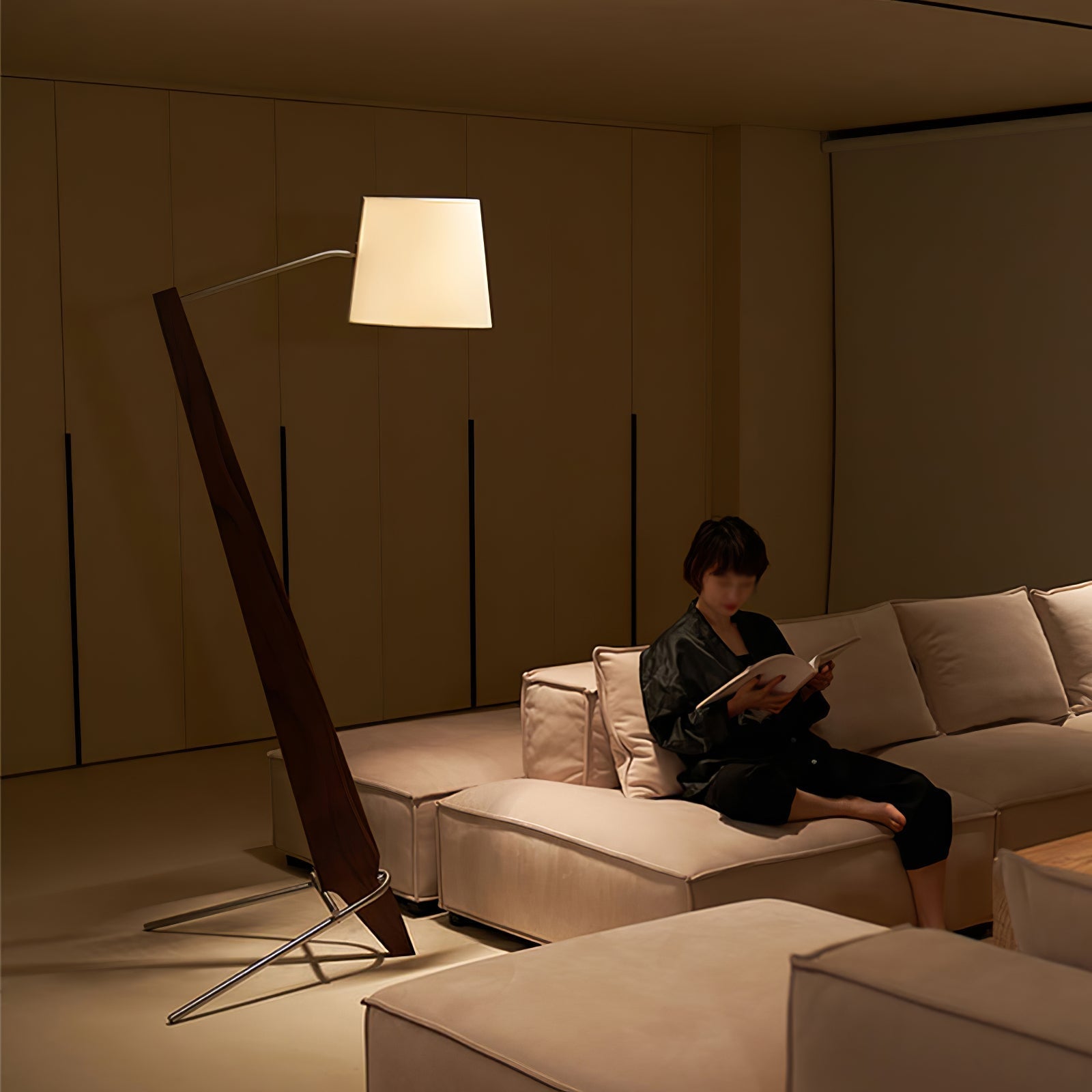 Vyran Wood Fabric Floor Lamp-Neutral Decor