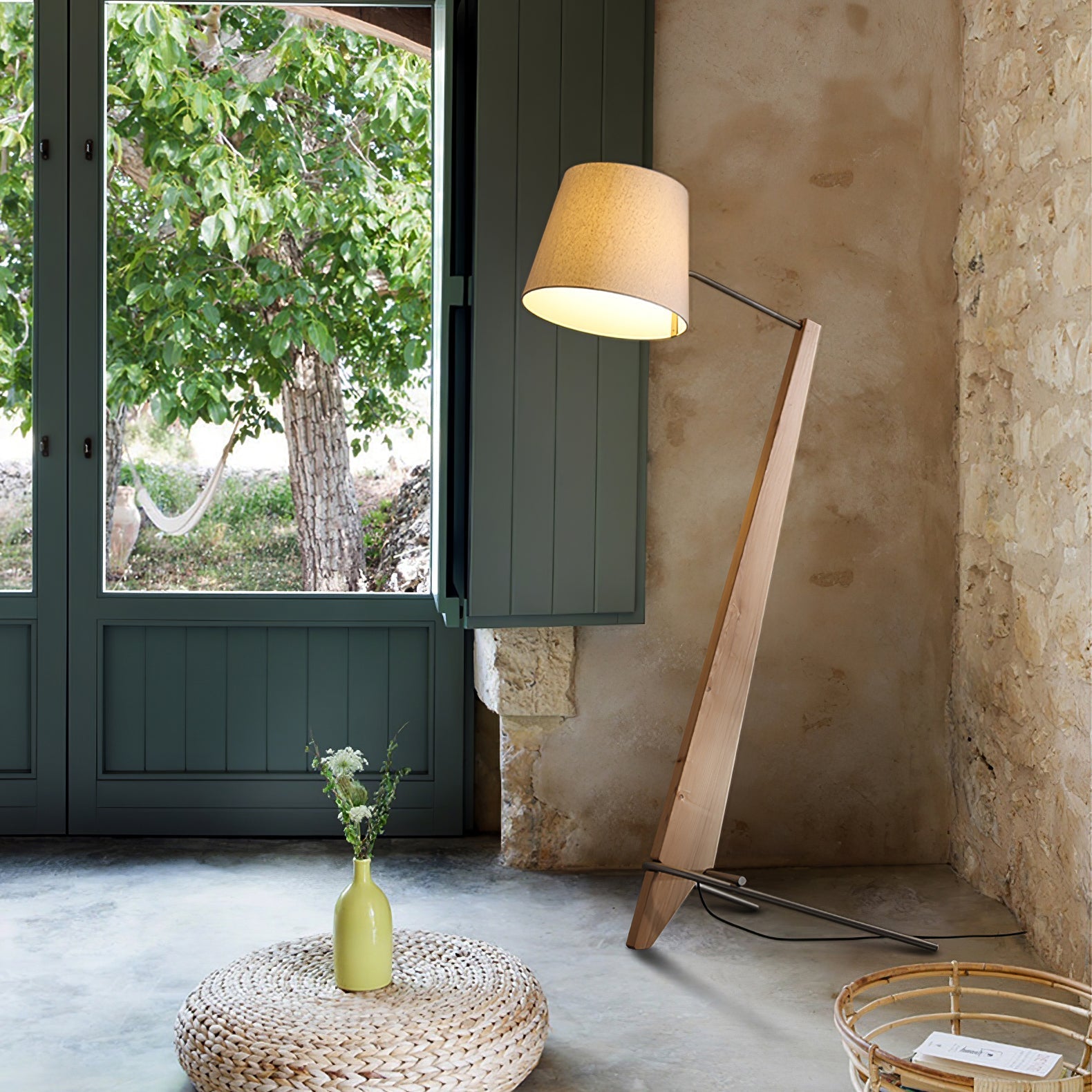 Vyran Wood Fabric Floor Lamp-Neutral Decor