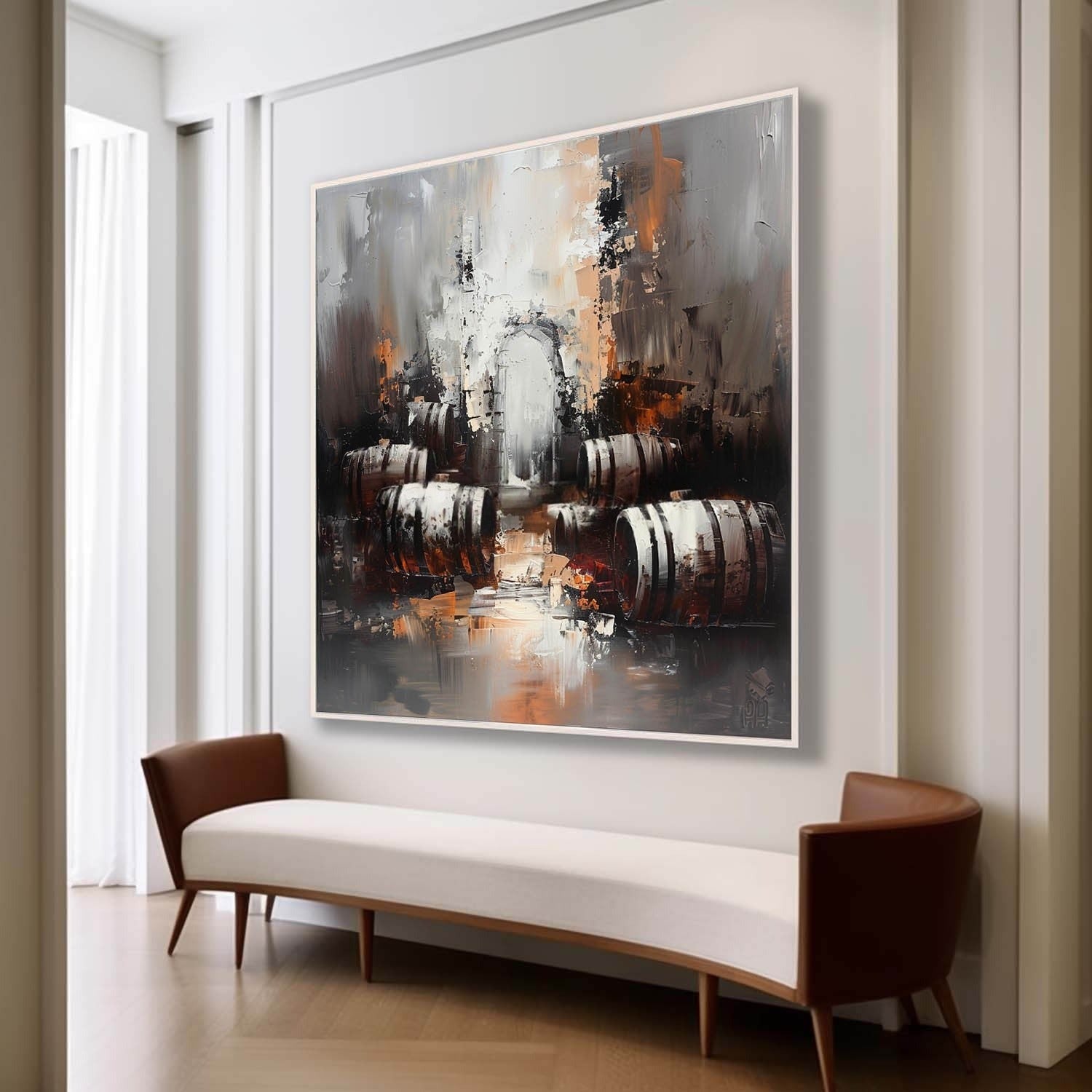 Wall Art Rustic Textured Wine Barrel - Neutralighting