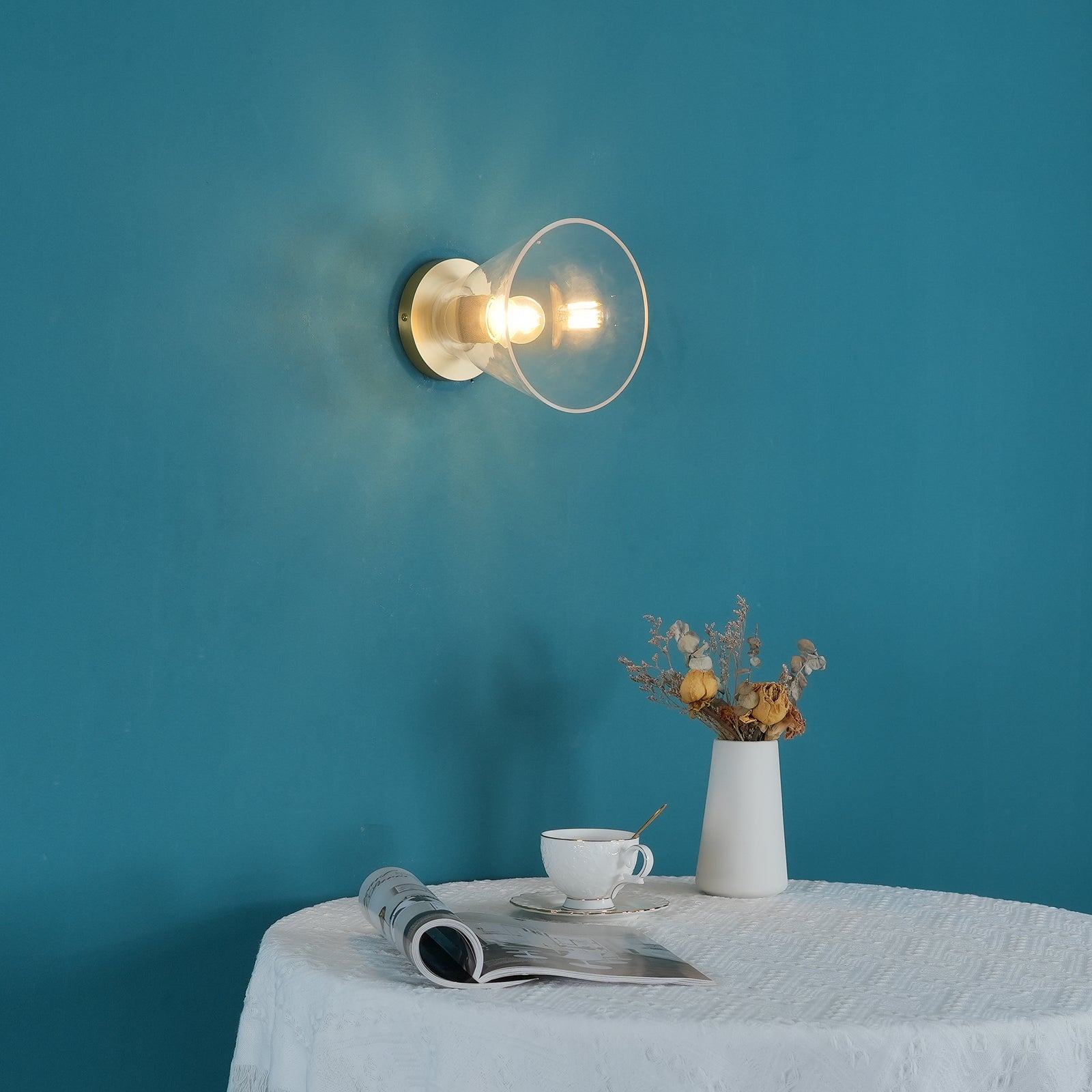 Elthyn Ceiling Lamp Cone Glass Brass Minimalist Industrial-Neutral Decor