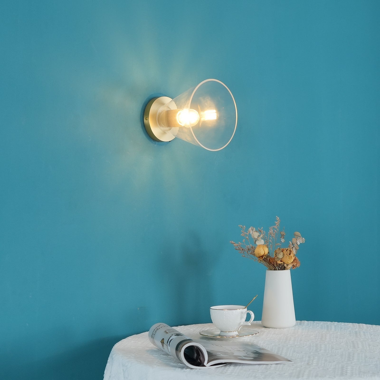 Elthyn Ceiling Lamp Cone Glass Brass Minimalist Industrial-Neutral Decor