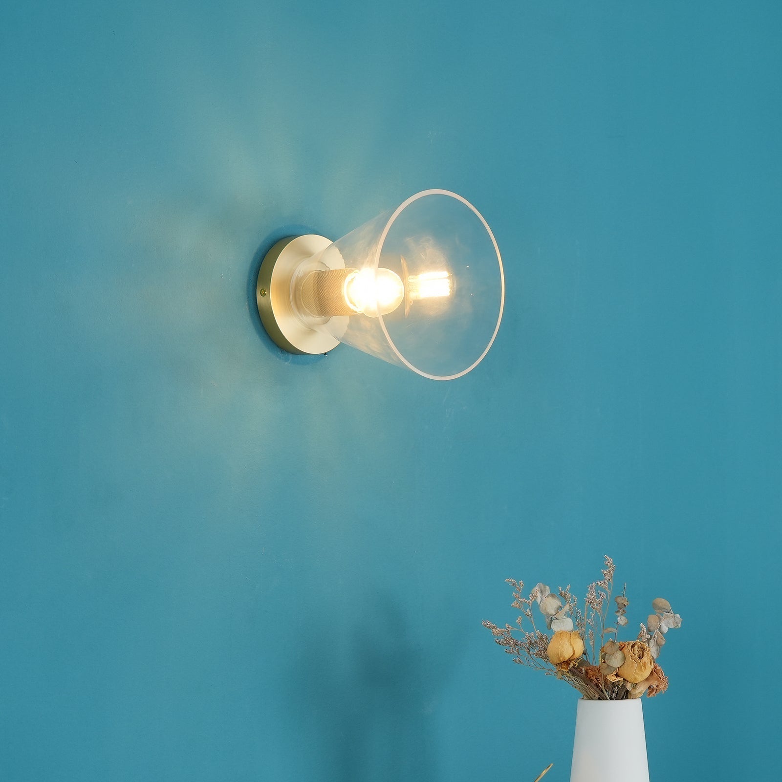 Elthyn Ceiling Lamp Cone Glass Brass Minimalist Industrial-Neutral Decor