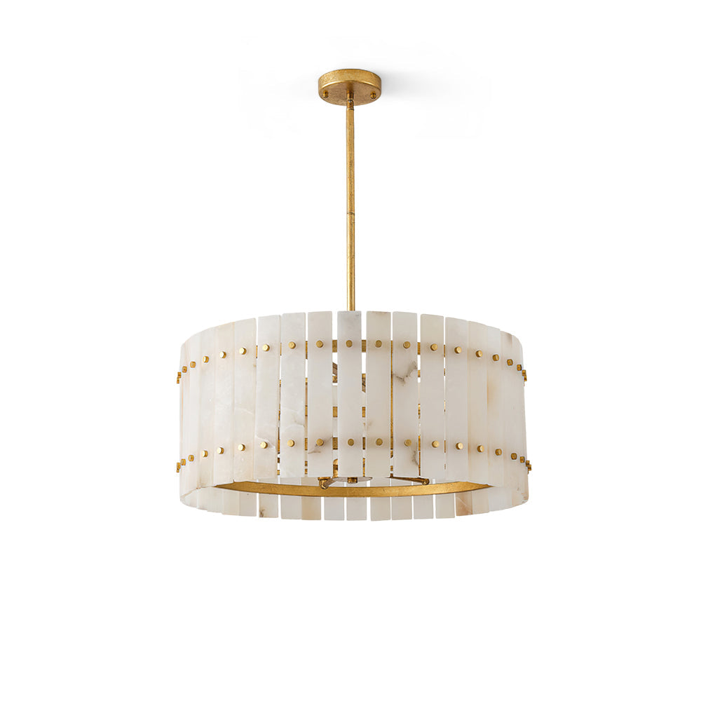 The chandelier shown with different color temperature bulbs.