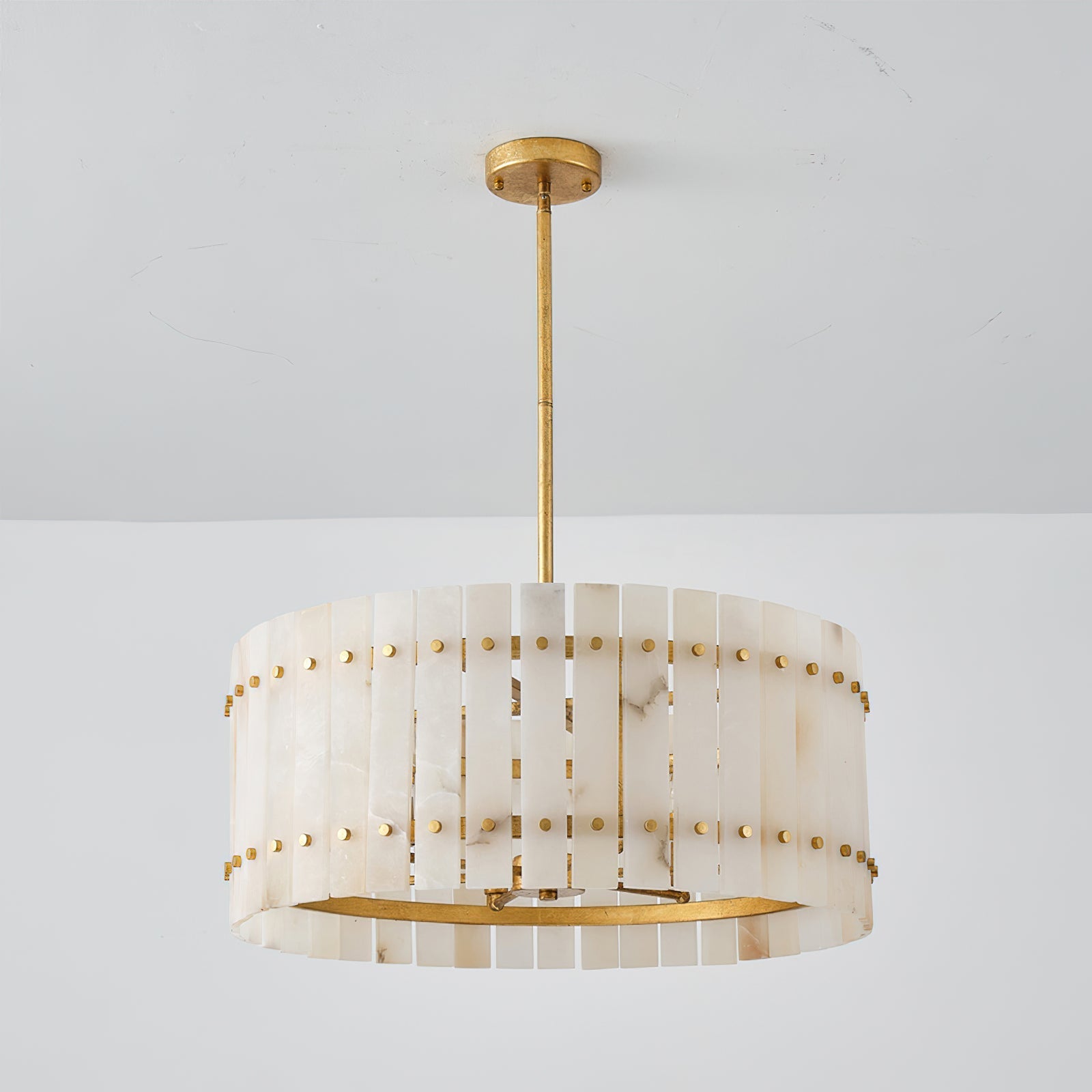 Angled view highlighting the architectural structure of the chandelier.