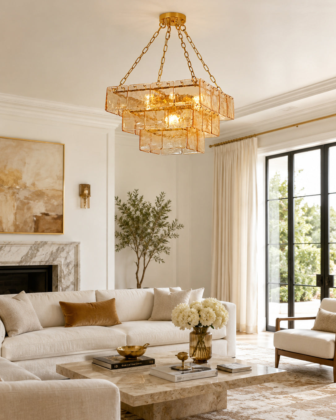 Celisora Amber Glass Chandelier