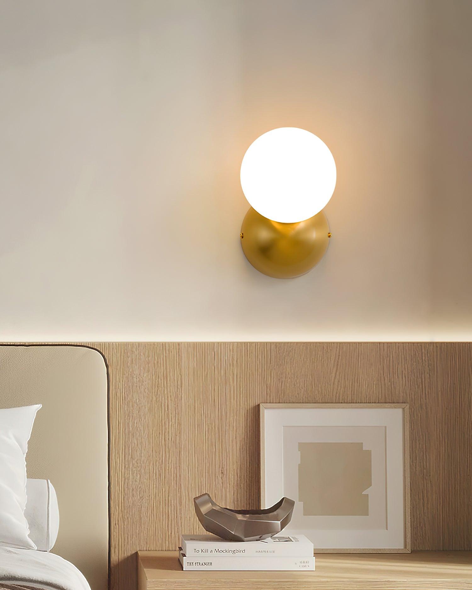Lysola Sphere Glass Brass Wall Light-Neutral Decor