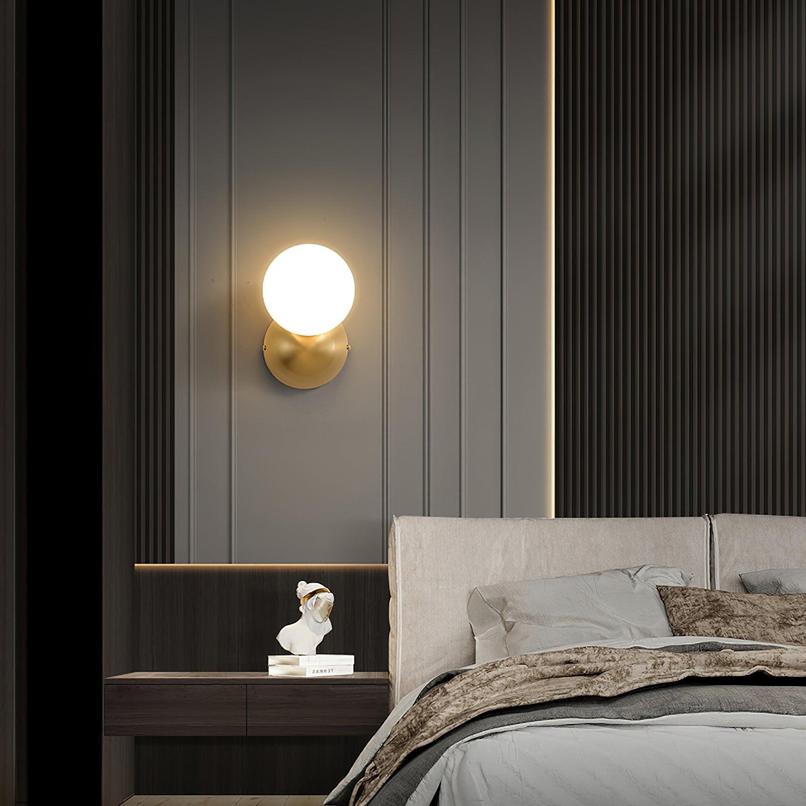 Lysola Sphere Glass Brass Wall Light-Neutral Decor