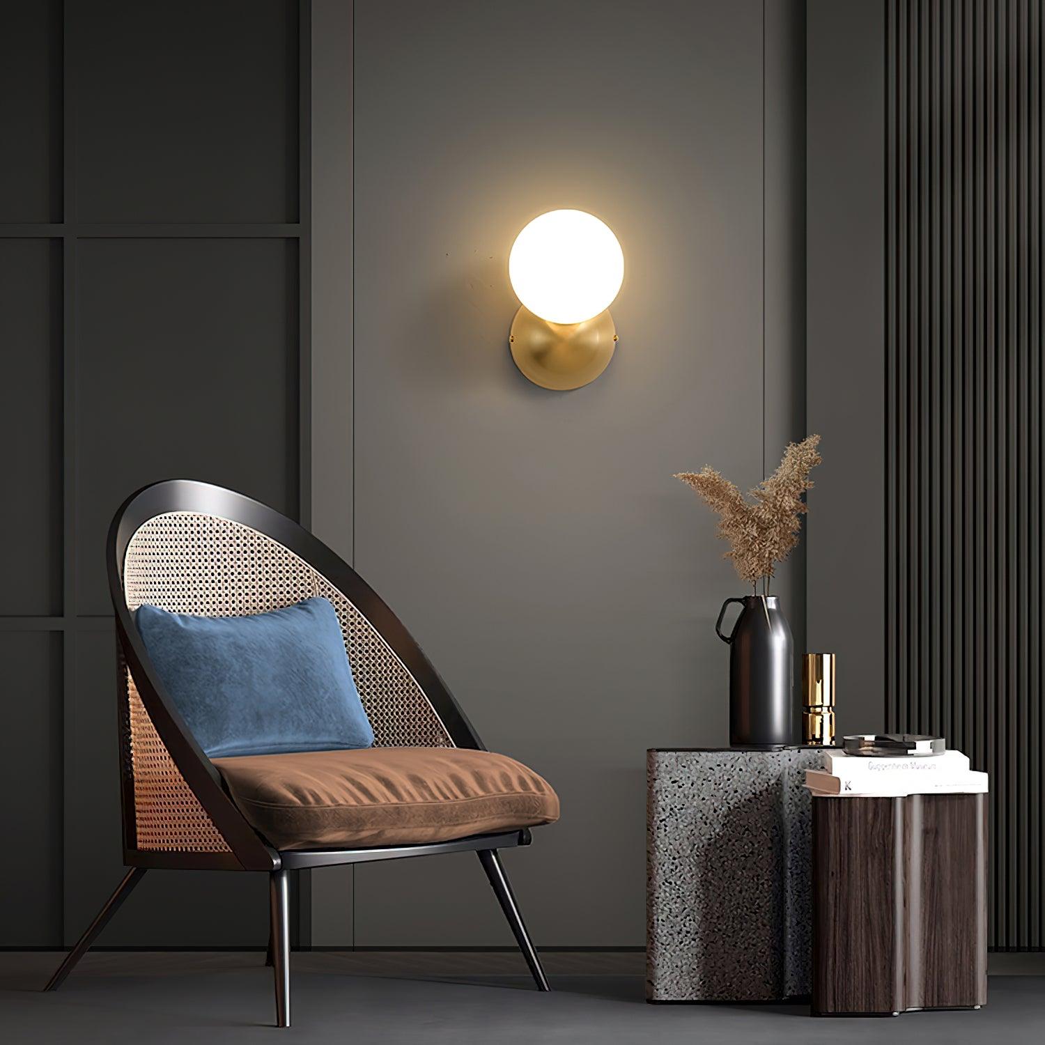Lysola Sphere Glass Brass Wall Light-Neutral Decor