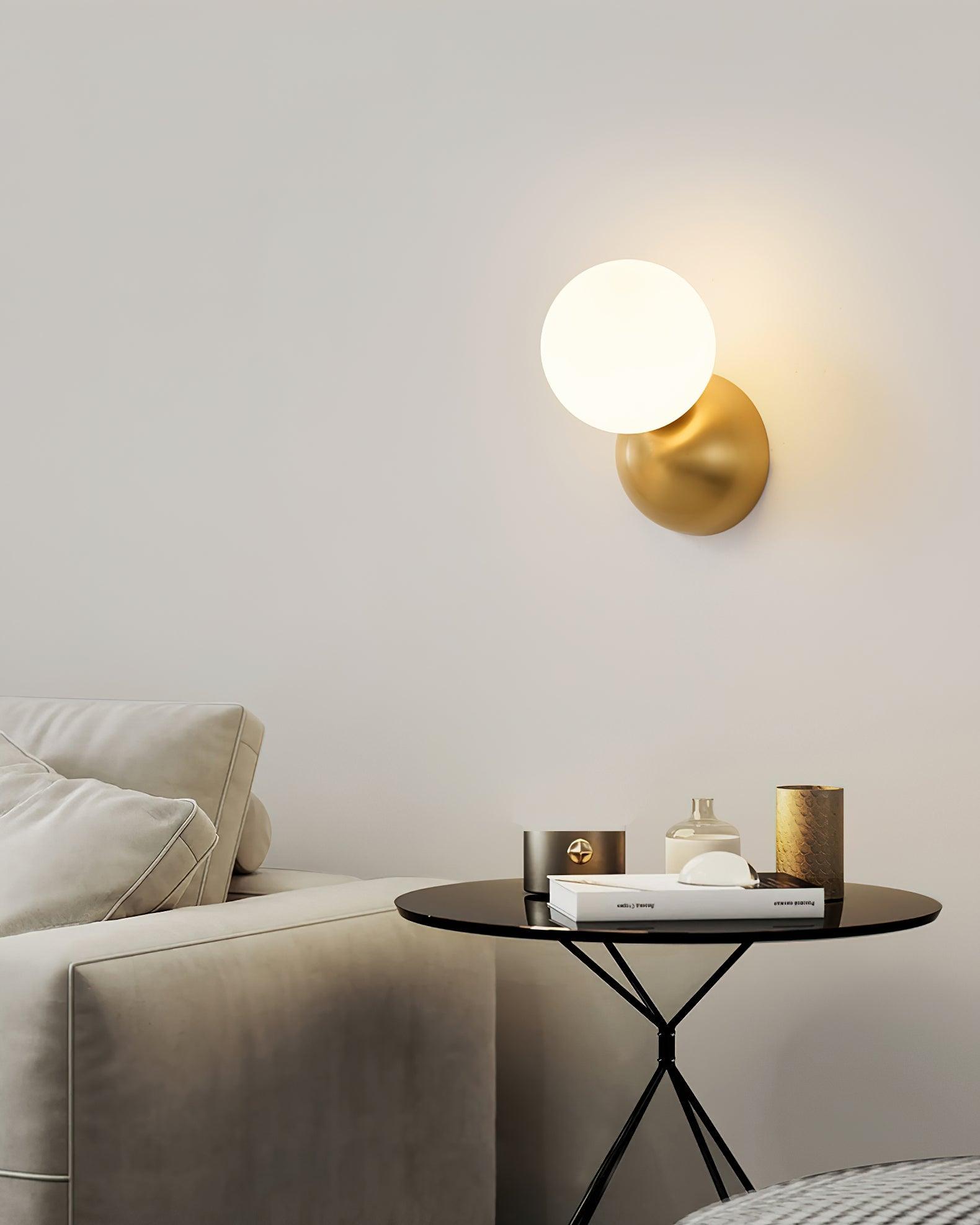 Lysola Sphere Glass Brass Wall Light-Neutral Decor