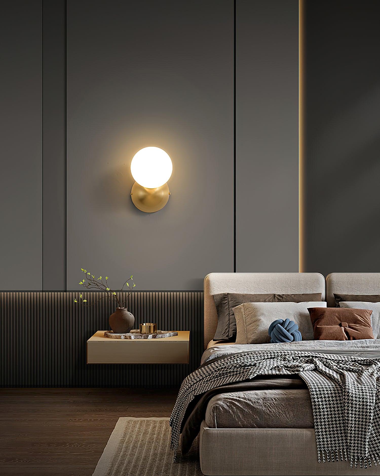 Lysola Sphere Glass Brass Wall Light-Neutral Decor