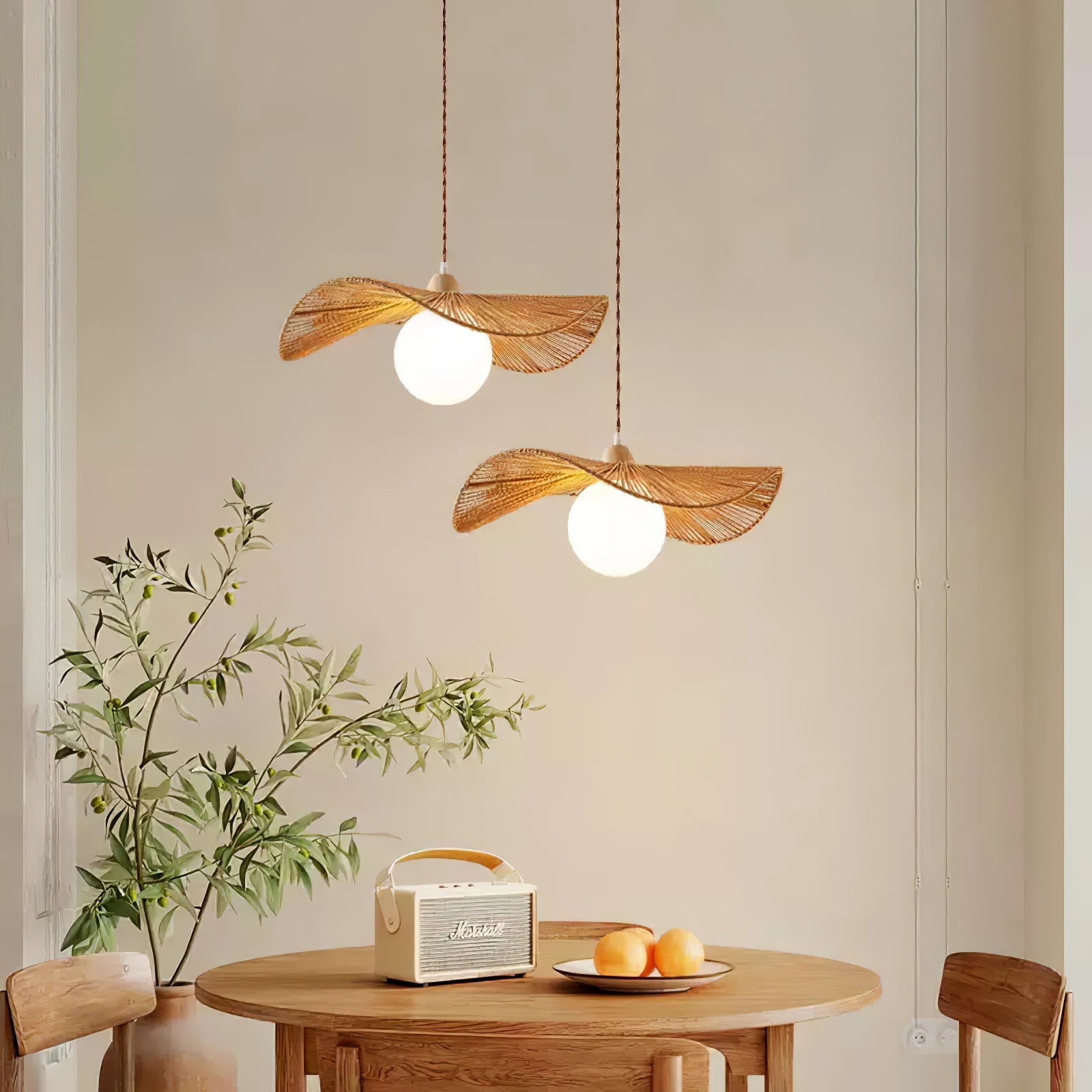Yaslen Art Natural Woven Pendant Lamp-Neutral Decor