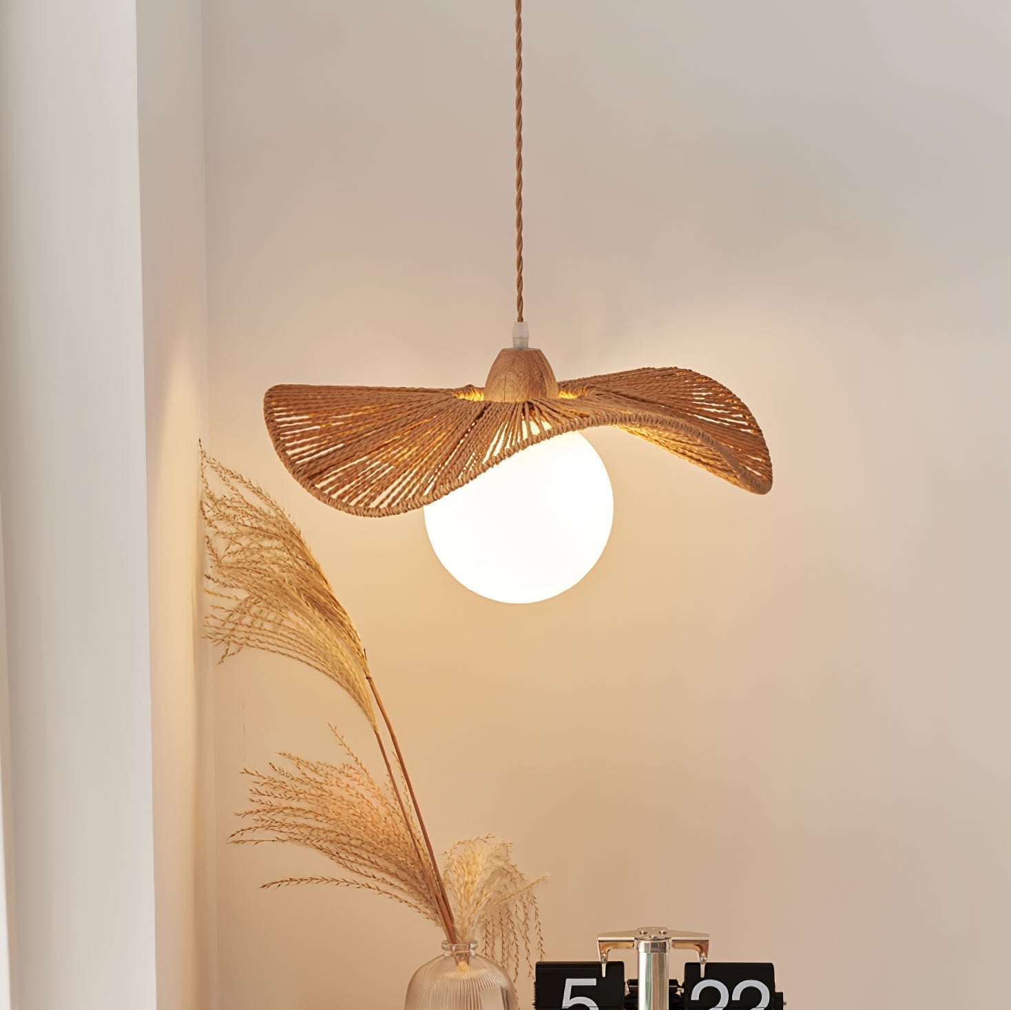 Yaslen Art Natural Woven Pendant Lamp-Neutral Decor