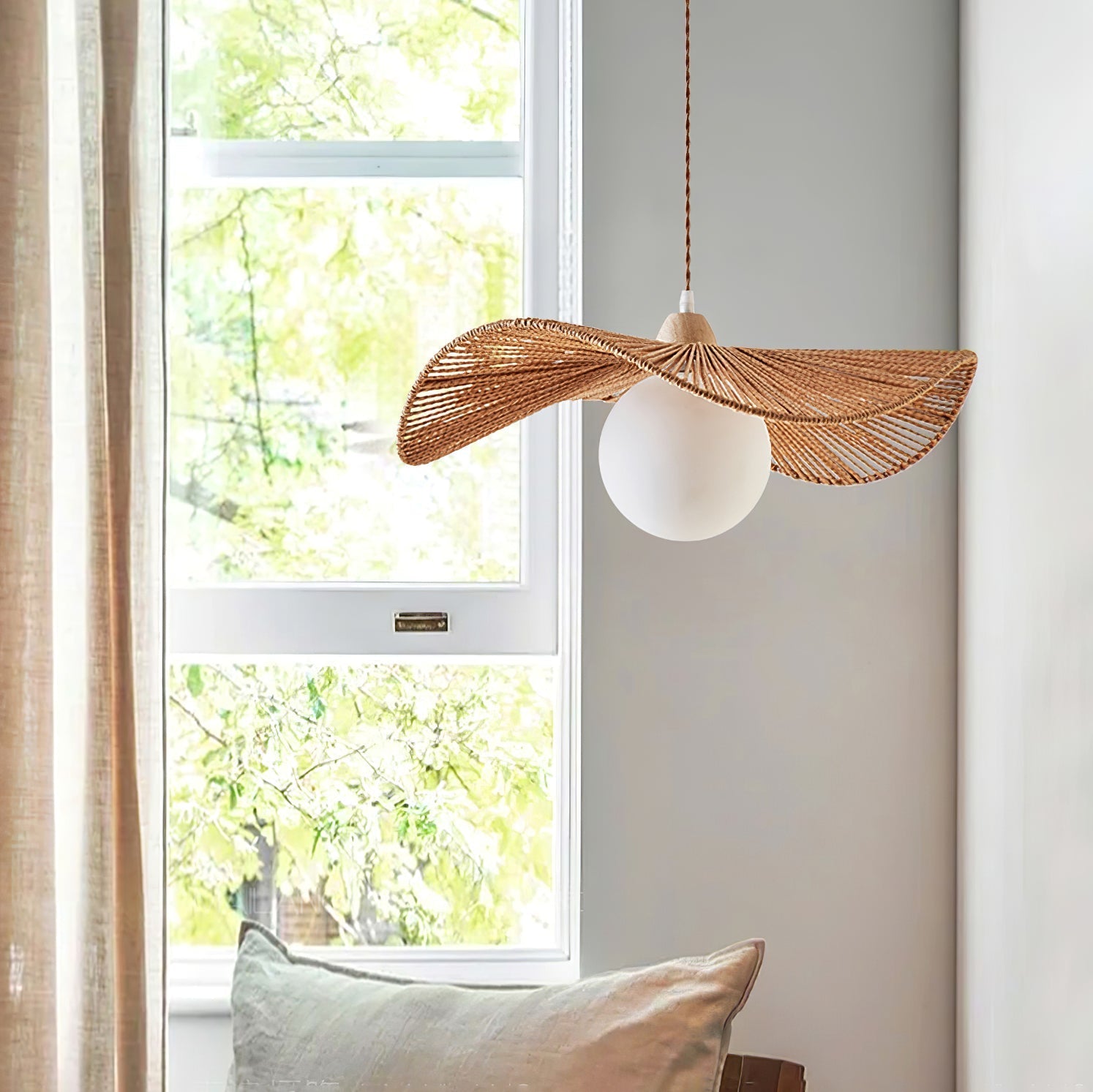 Yaslen Art Natural Woven Pendant Lamp-Neutral Decor