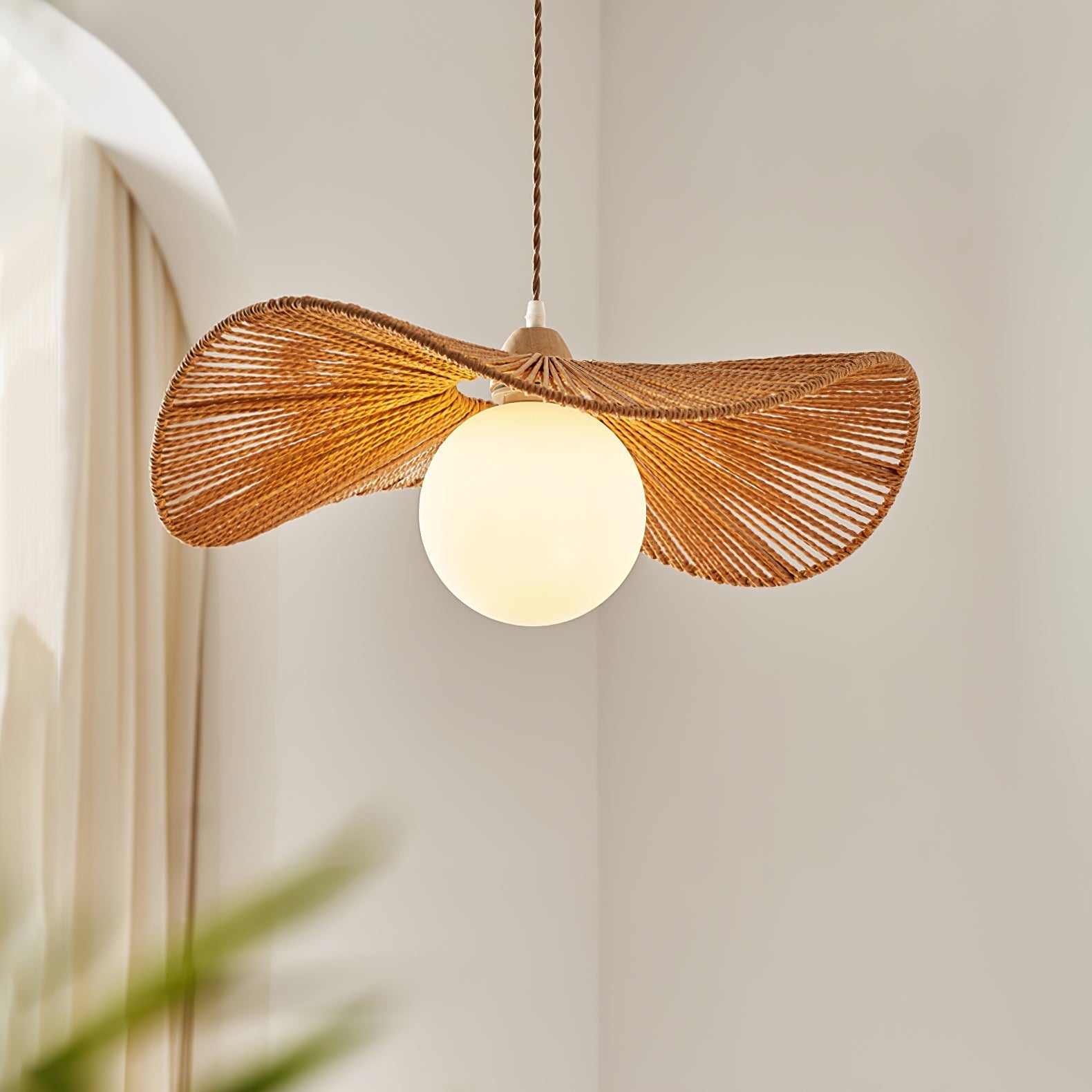Yaslen Art Natural Woven Pendant Lamp-Neutral Decor