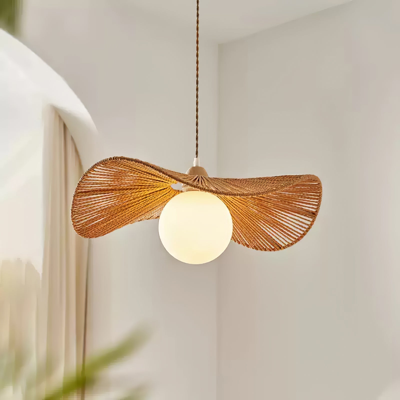 Yaslen Art Natural Woven Pendant Lamp-Neutral Decor